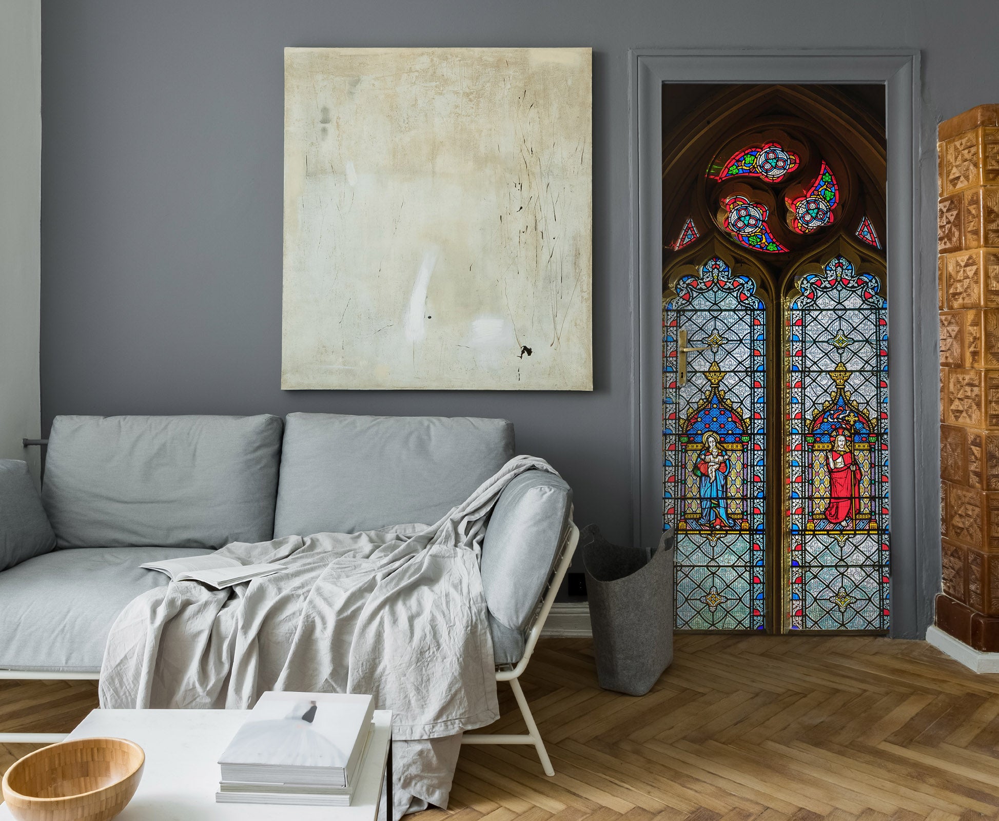 3D Colorful Pattern Glass Window 101220 Assaf Frank Door Mural