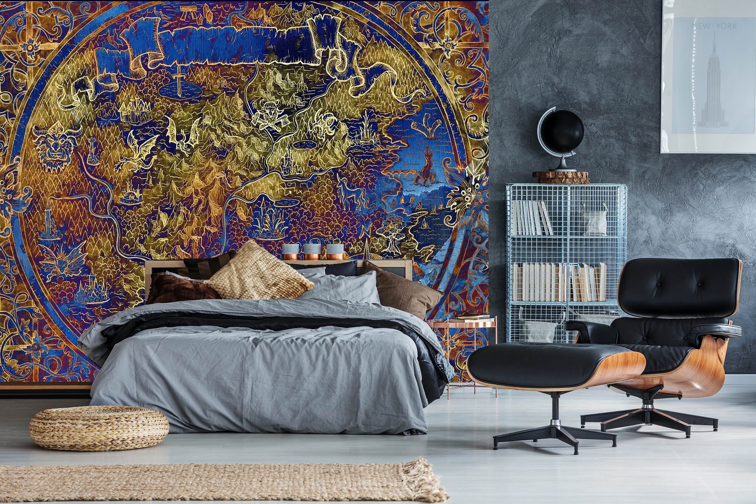 3D Gold Pattern 2151 World Map Wall Murals Wallpaper AJ Wallpaper 2