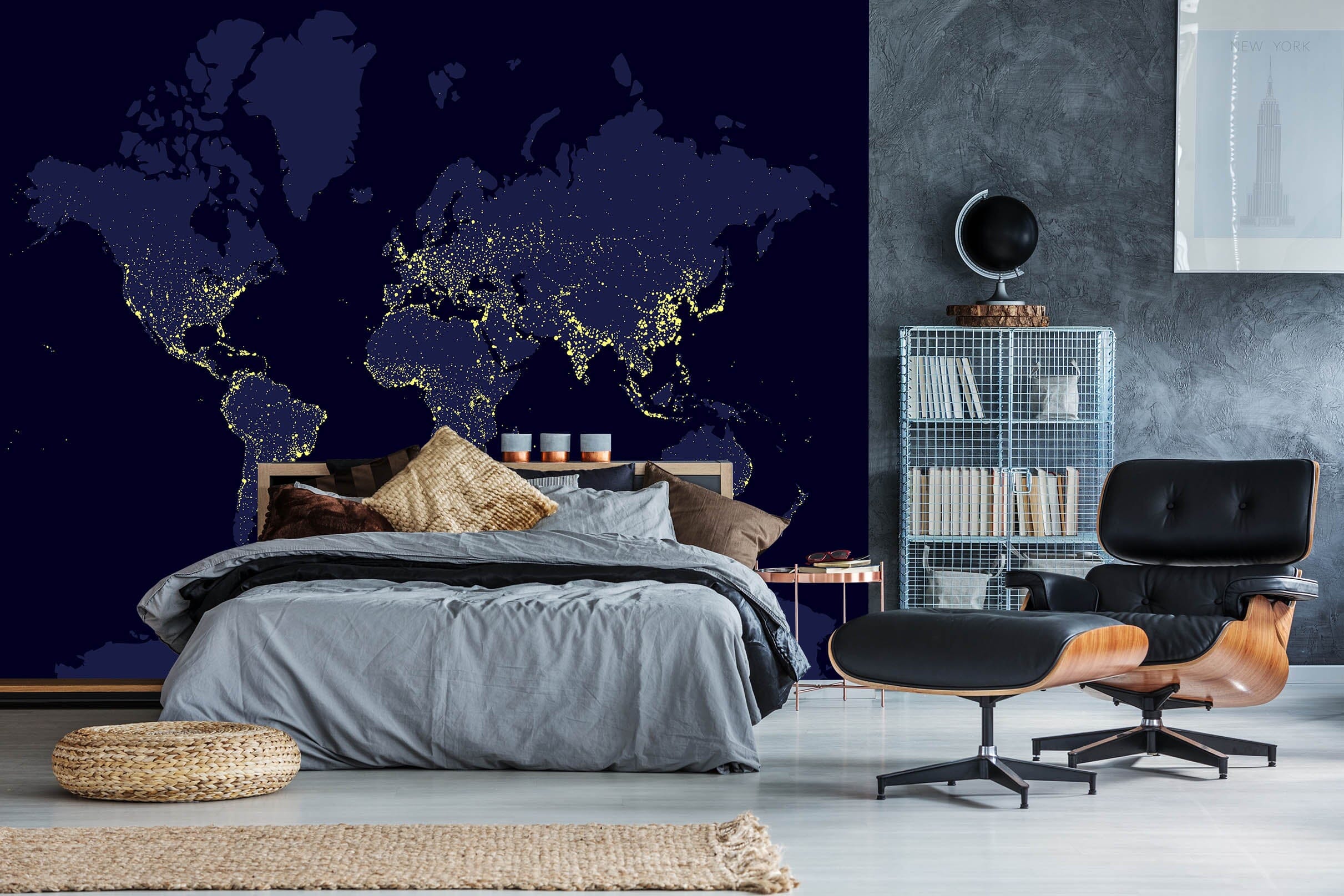 3D Black World 2063 World Map Wall Murals Wallpaper AJ Wallpaper 2