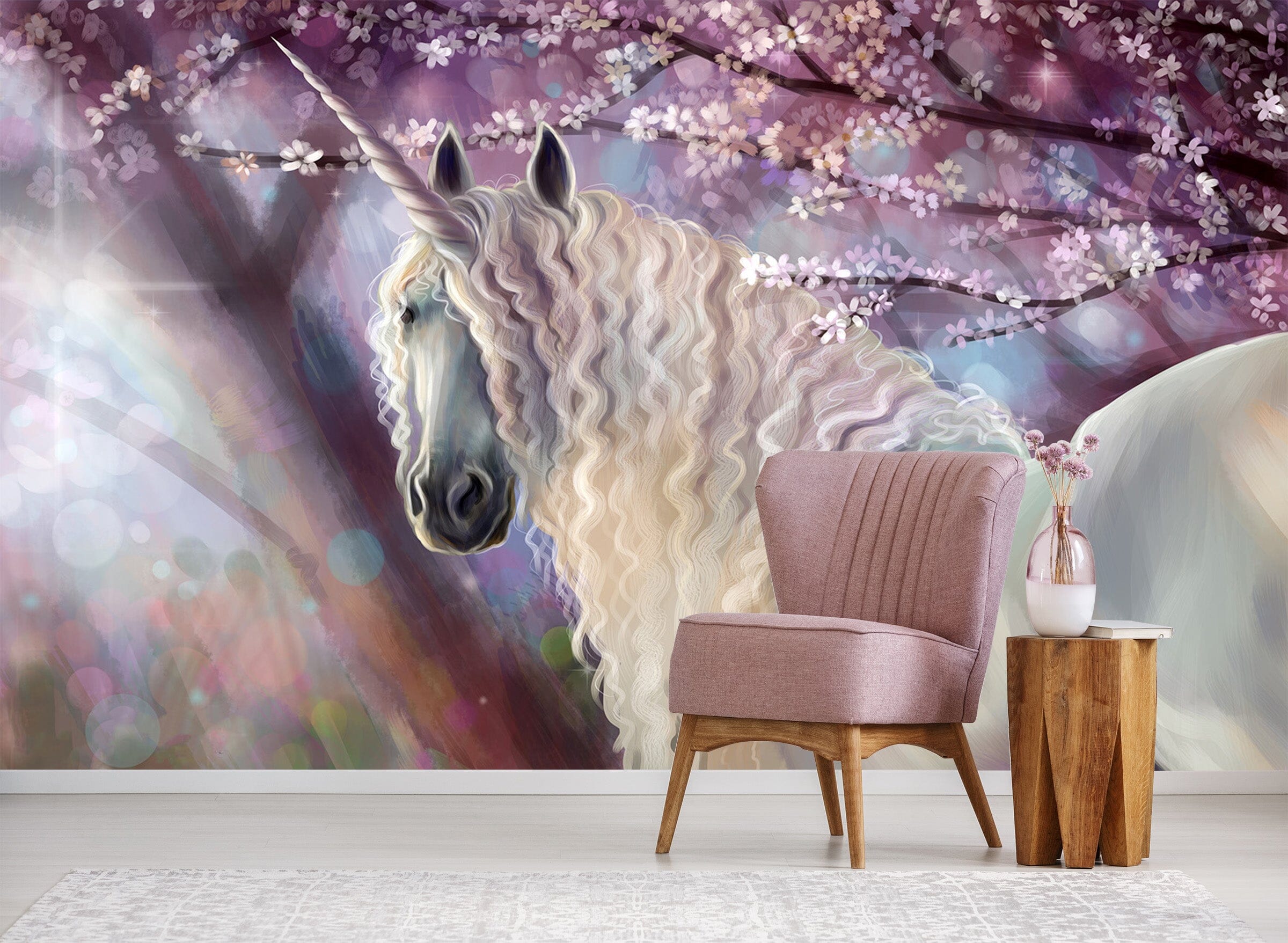 3D Unicorn Flower 289 Wall Murals Wallpaper AJ Wallpaper 2