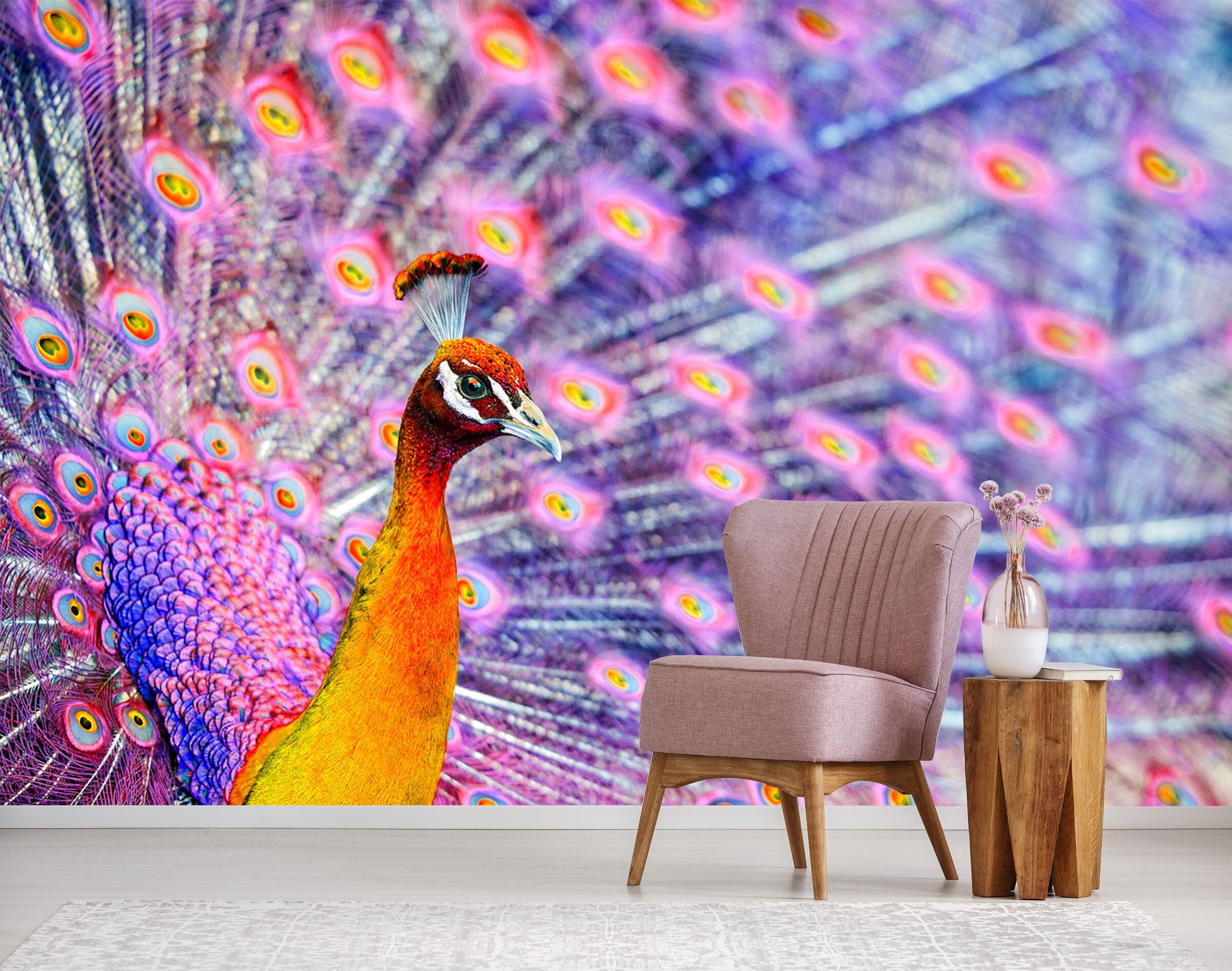 3D Purple Peacock 321 Wall Murals Wallpaper AJ Wallpaper 2