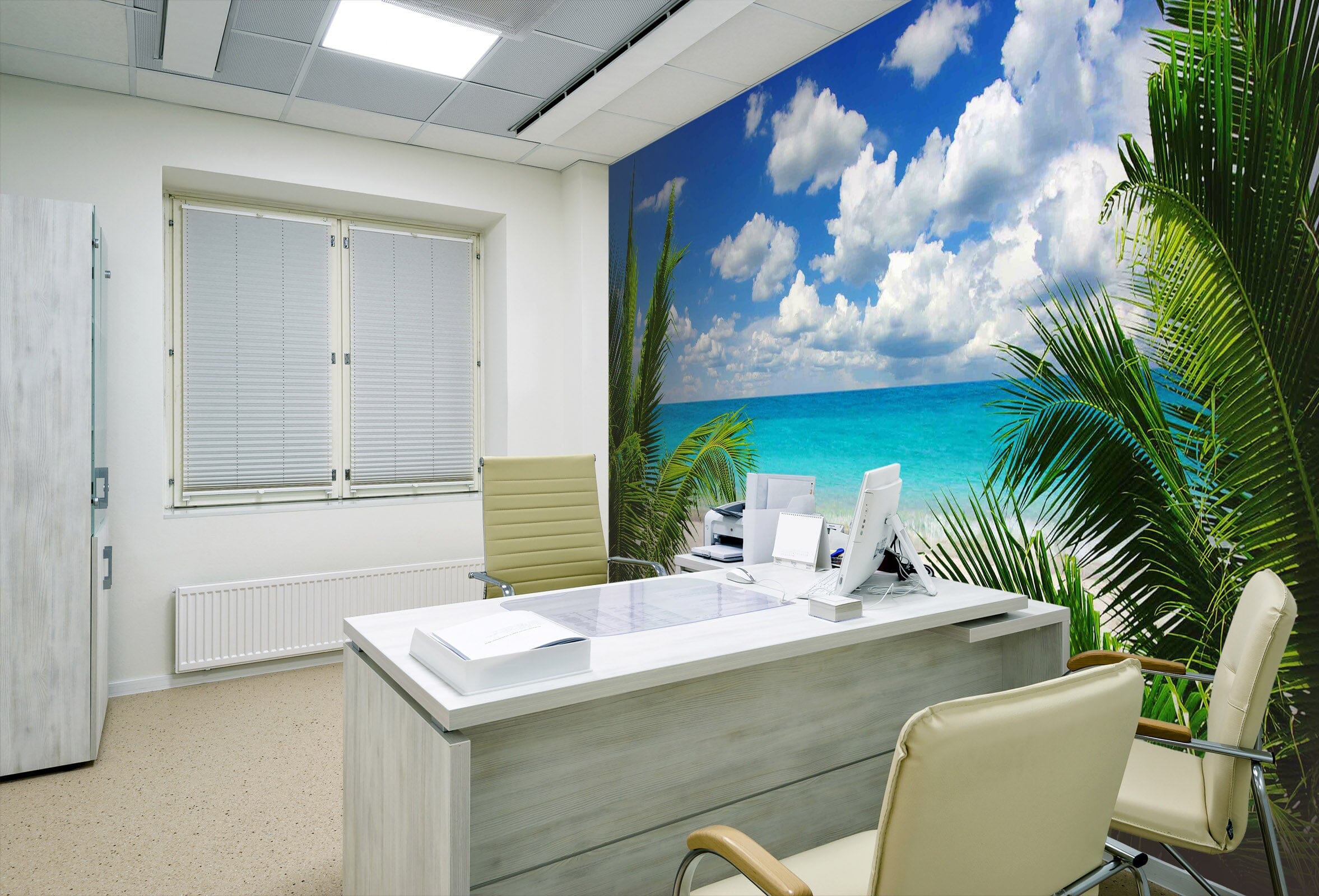 3D Beach Coconut Tree 049 Wall Murals Wallpaper AJ Wallpaper 2