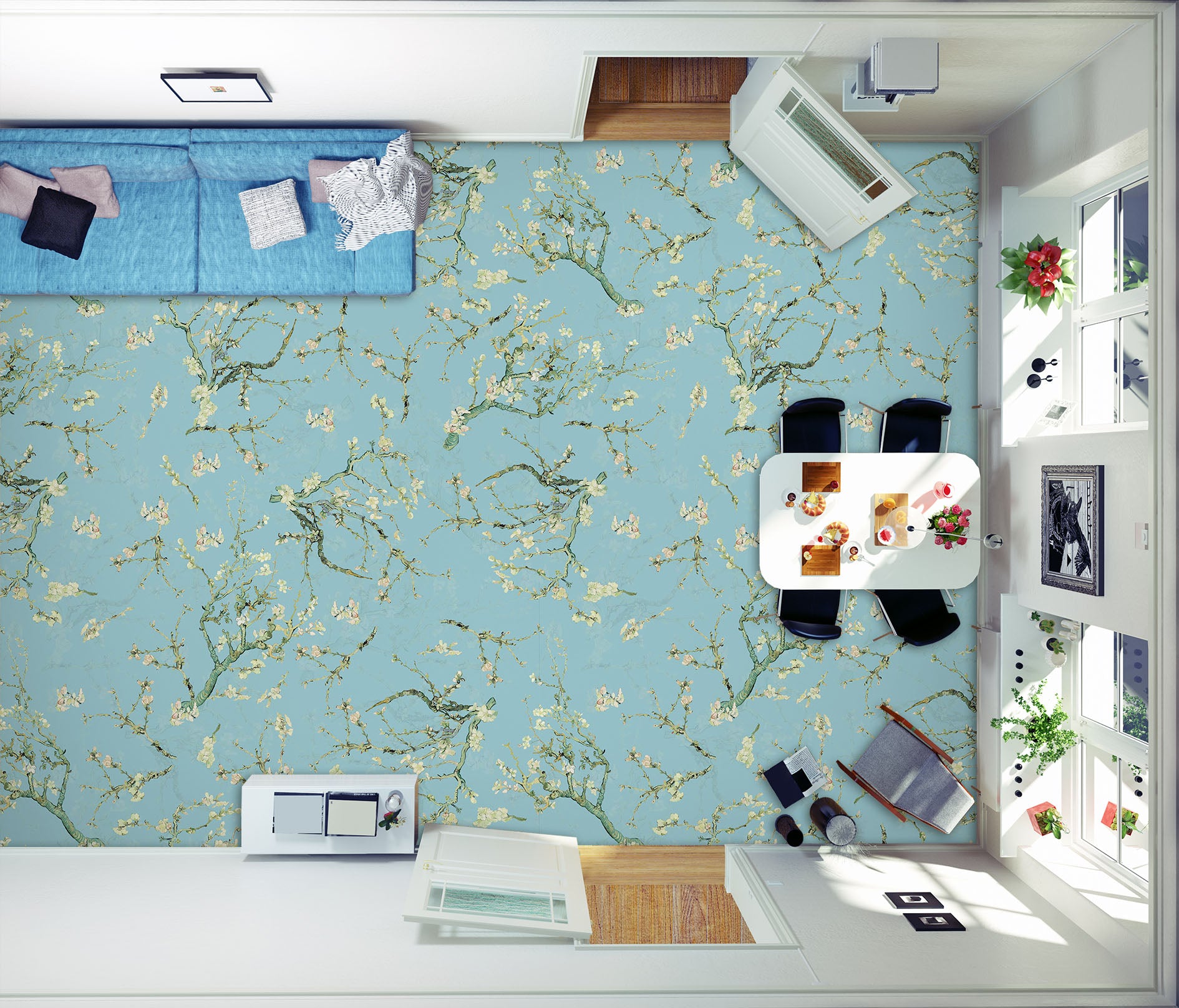 3D Flower Branch 99229 Uta Naumann Floor Mural