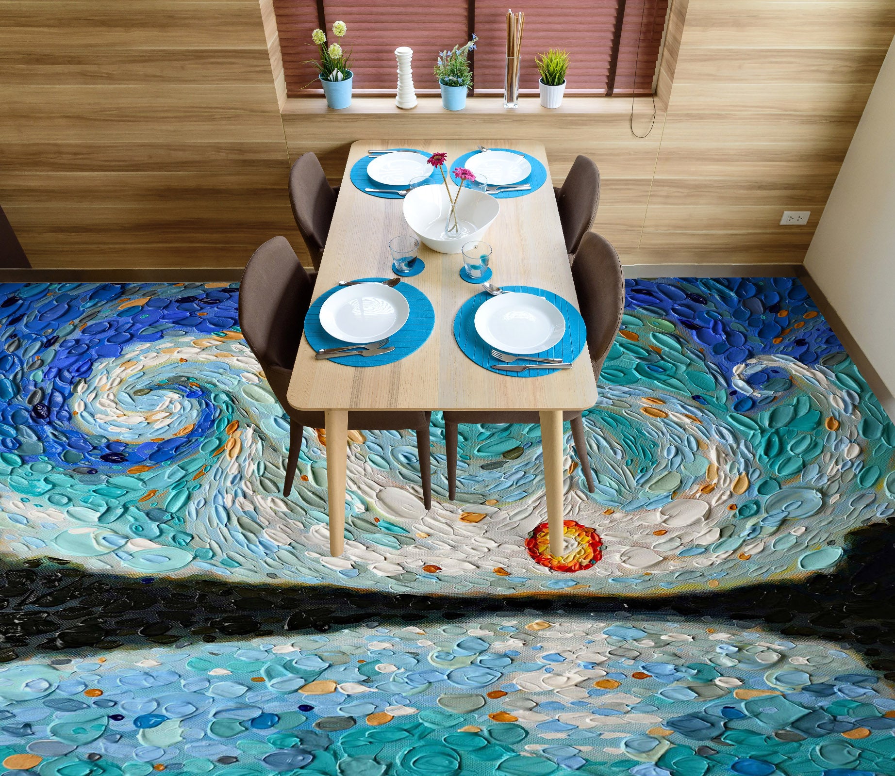 3D Stone Sky Pattern 102150 Dena Tollefson Floor Mural