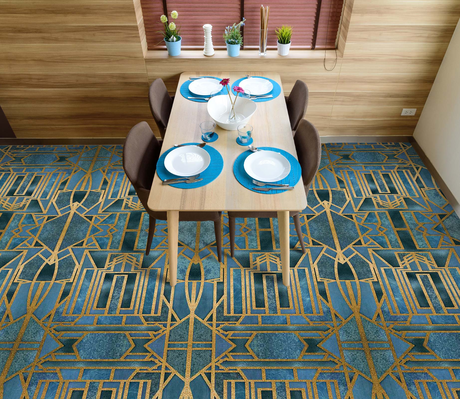 3D Golden Line Texture 102111 Andrea Haase Floor Mural