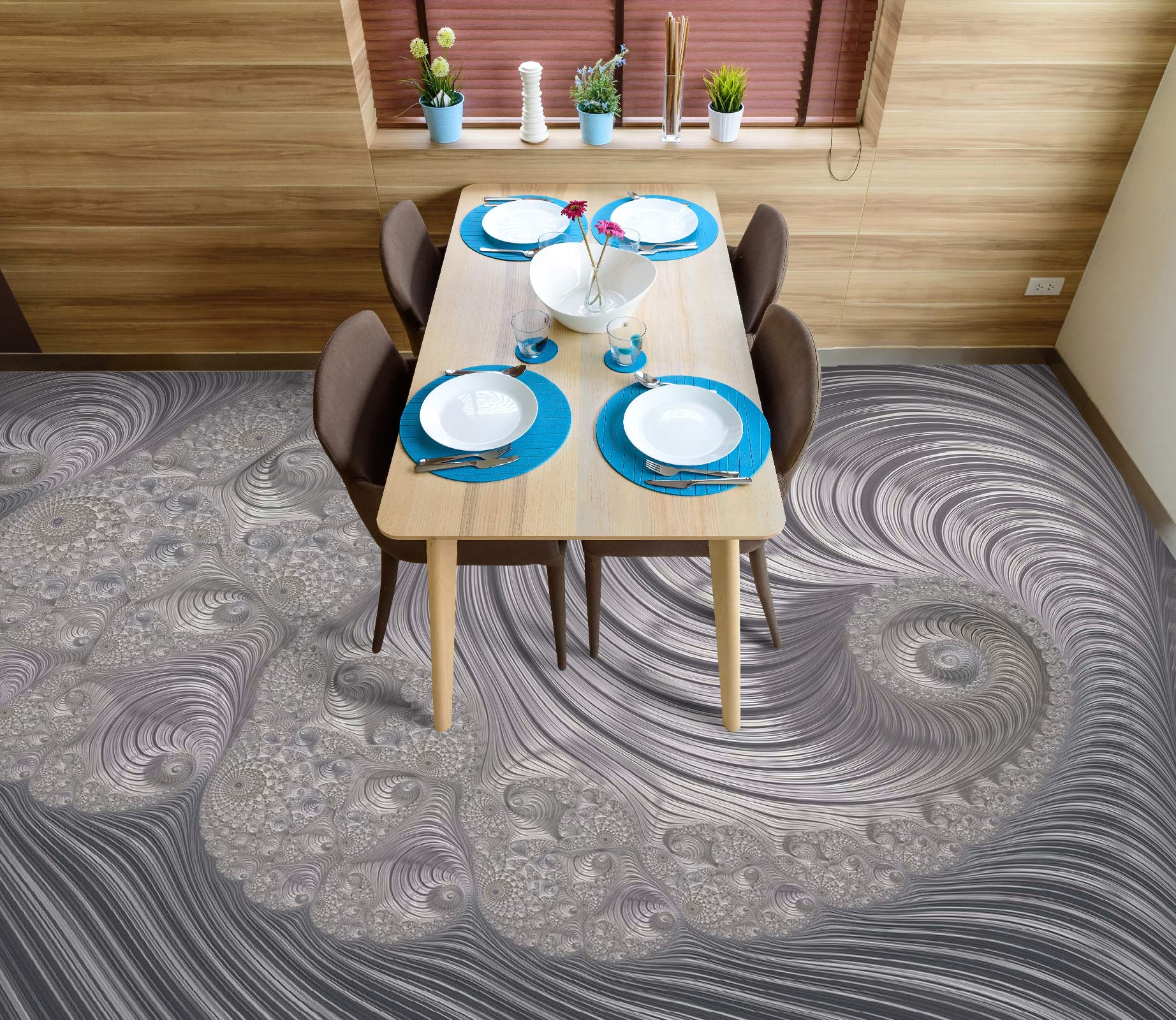 3D Grey Pattern Thread 102147 Andrea Haase Floor Mural
