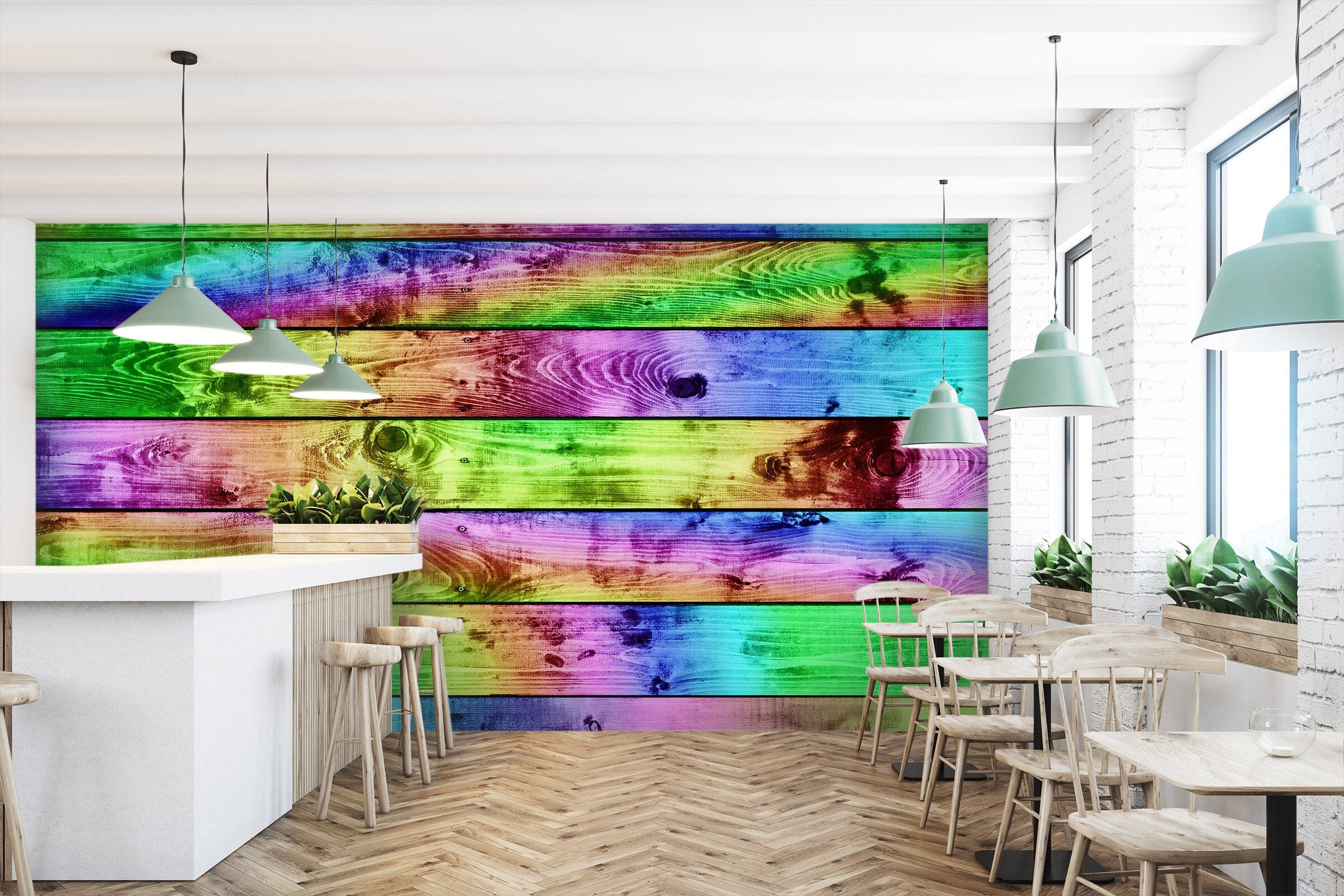 3D Colored Planks 1489 Wall Murals Wallpaper AJ Wallpaper 2