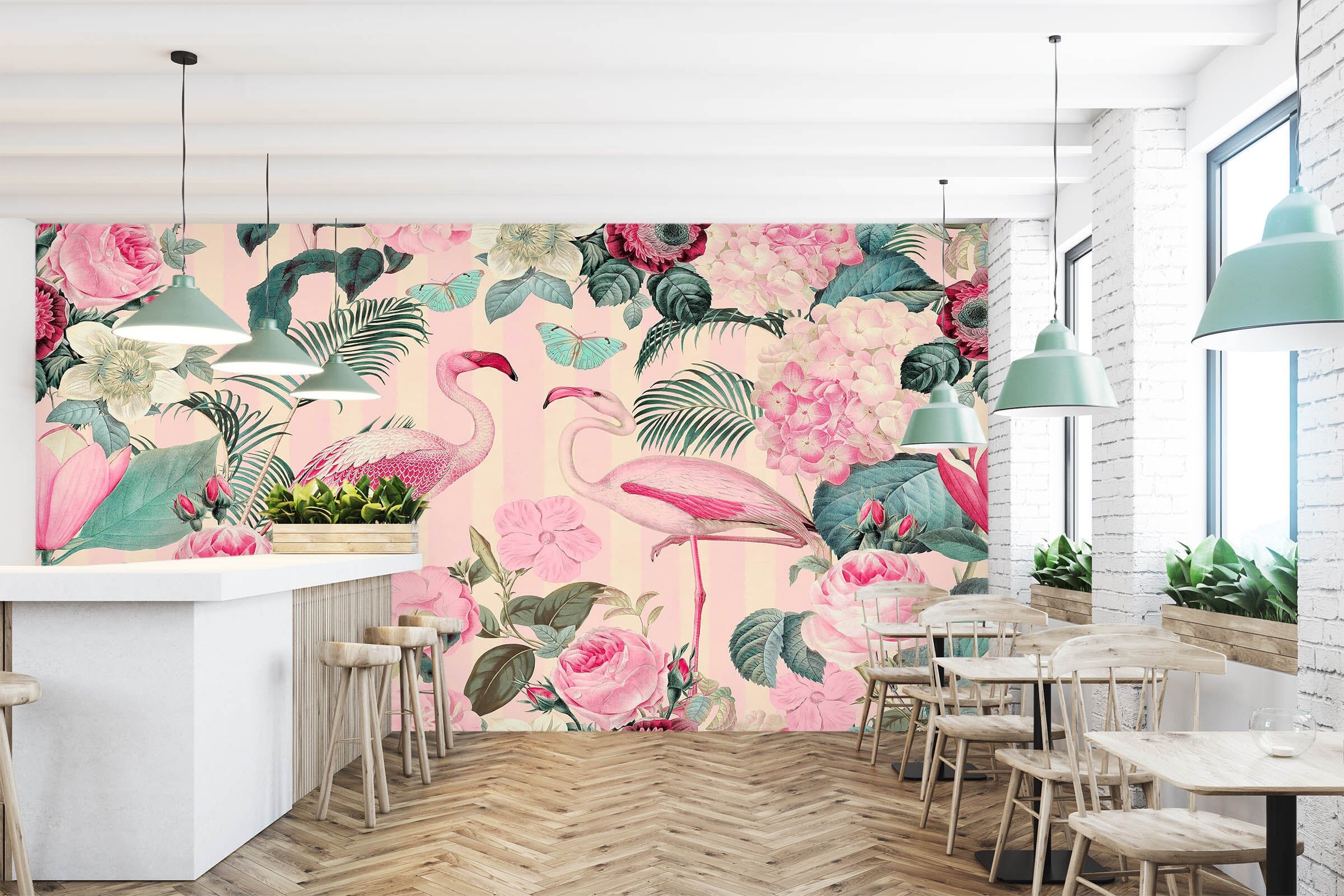 3D Flamingo Forest 1410 Andrea haase Wall Mural Wall Murals Wallpaper AJ Wallpaper 2