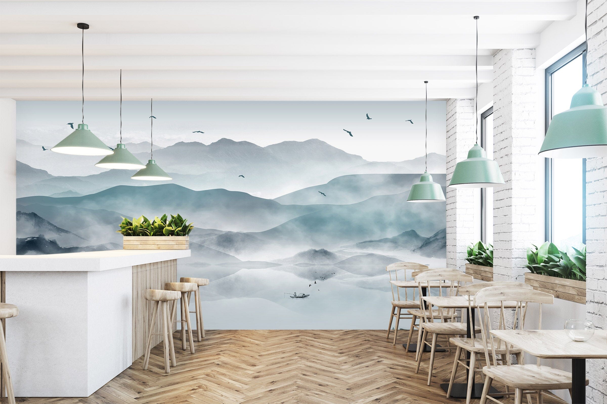3D Misty Lake 1407 Wall Murals Wallpaper AJ Wallpaper 2