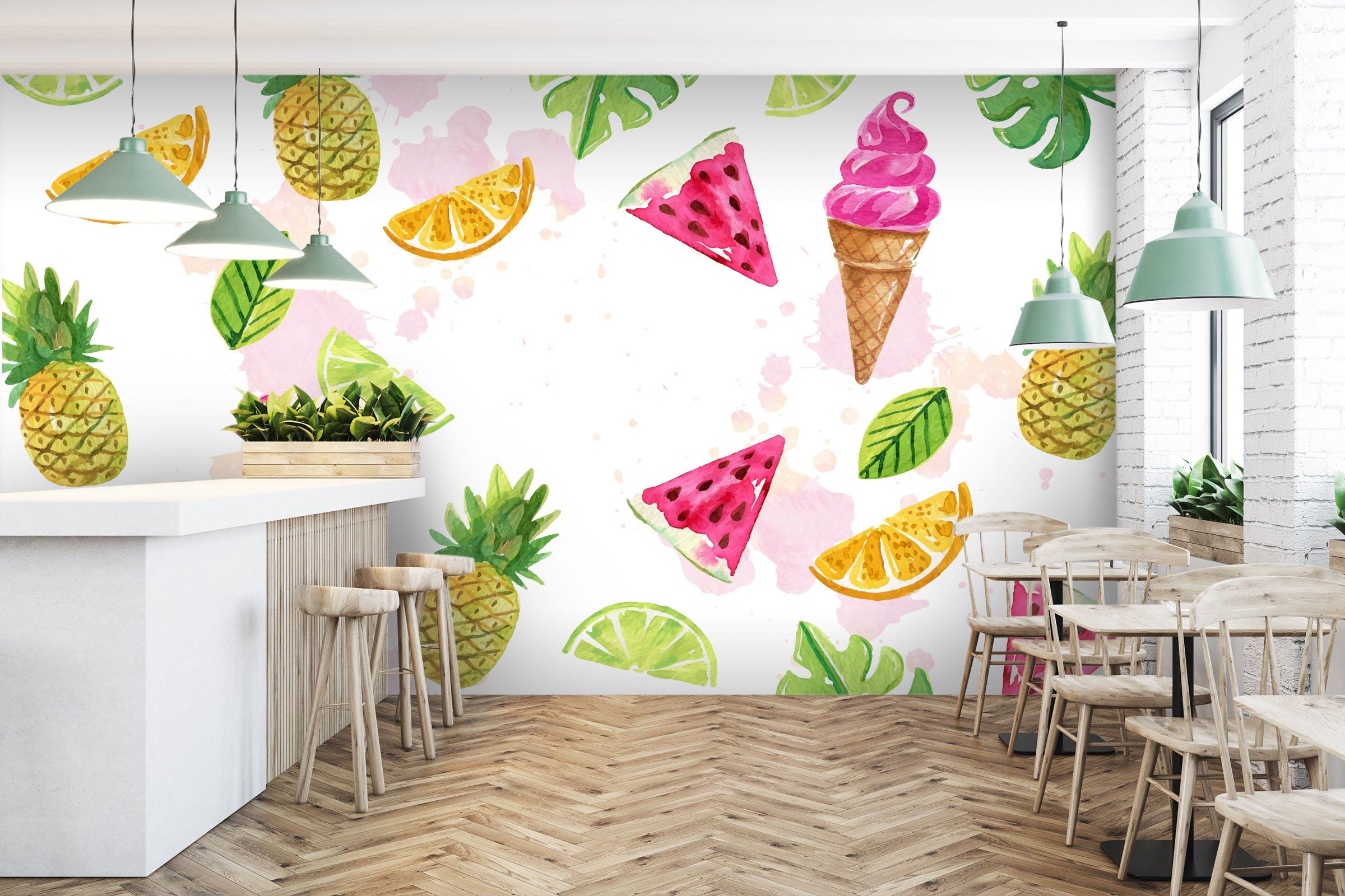 3D Pineapple Watermelon Ice Cream 1231 Wallpaper AJ Wallpaper 2