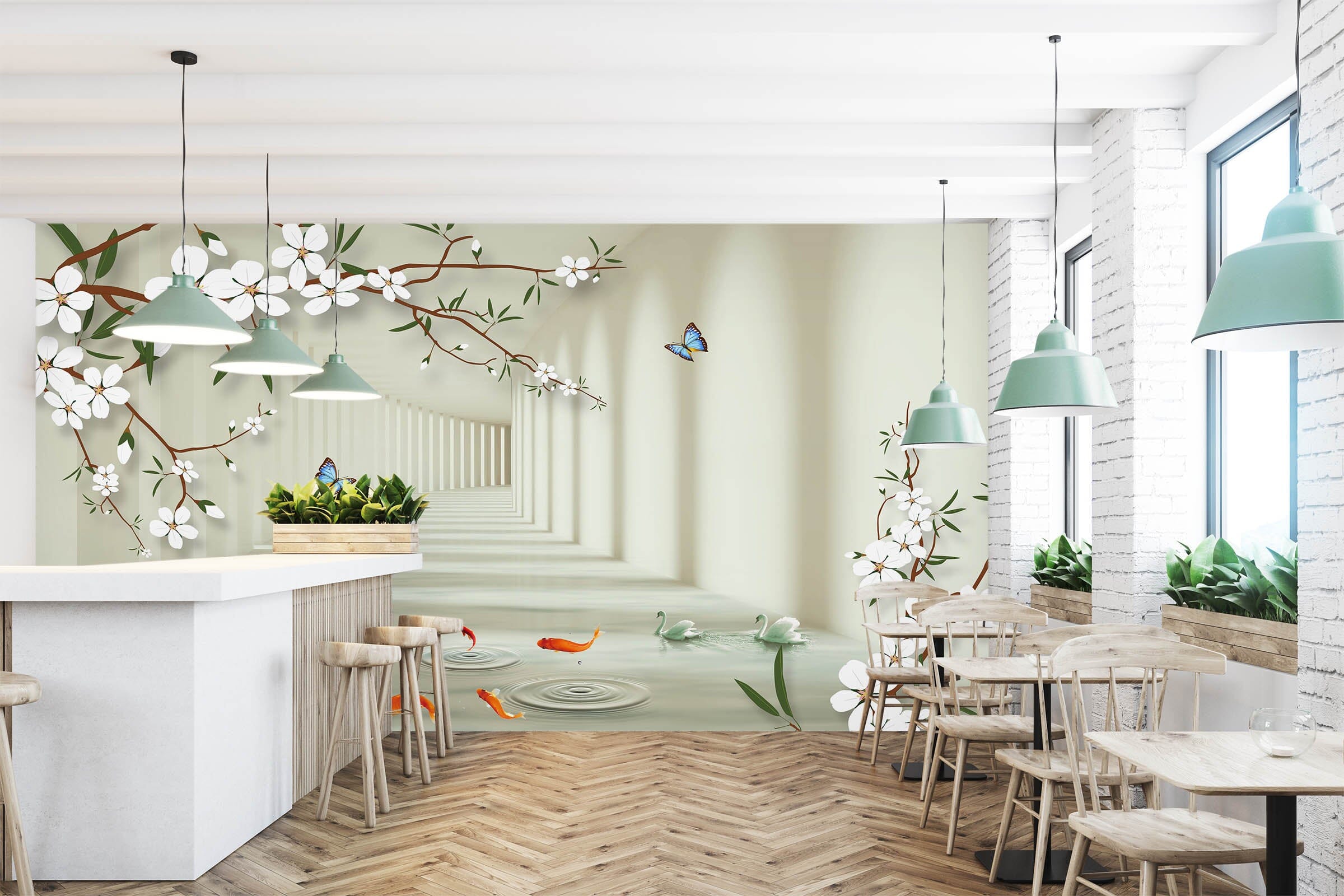 3D White Promenade 1595 Wall Murals Wallpaper AJ Wallpaper 2