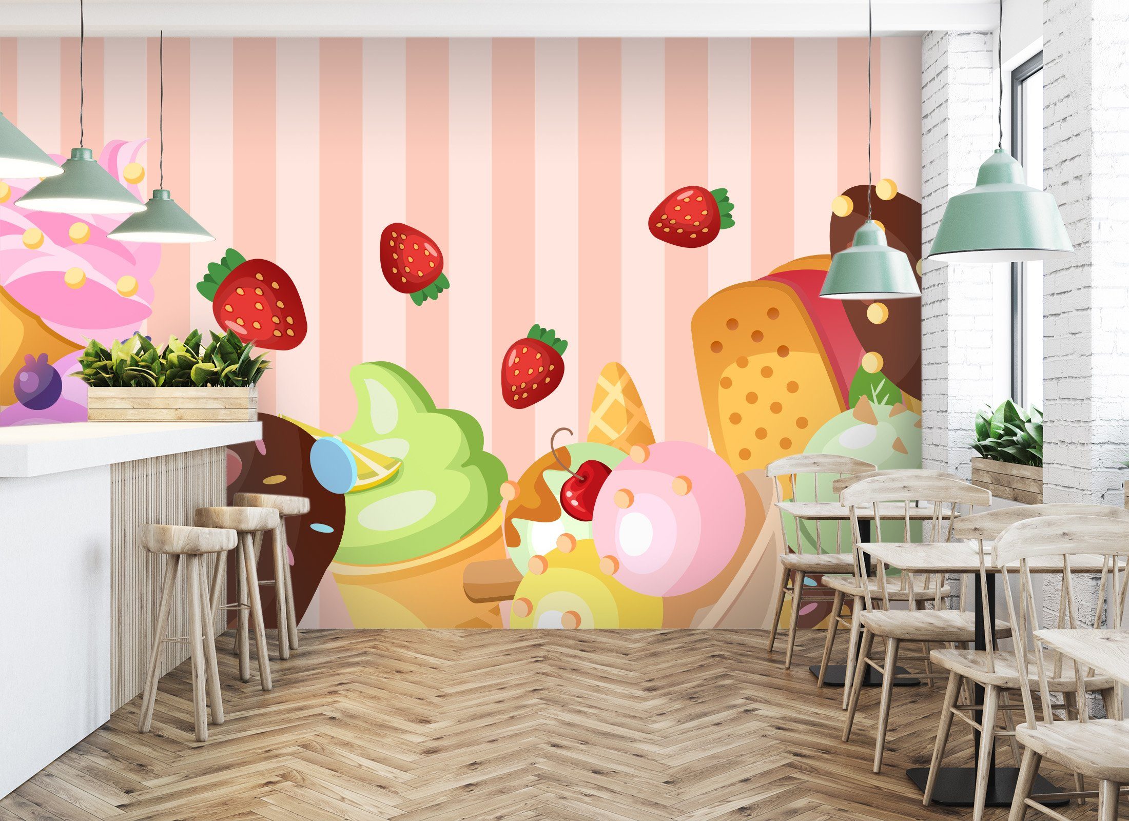 3D Strawberry Cake Ice Cream 113 Wallpaper AJ Wallpaper 2
