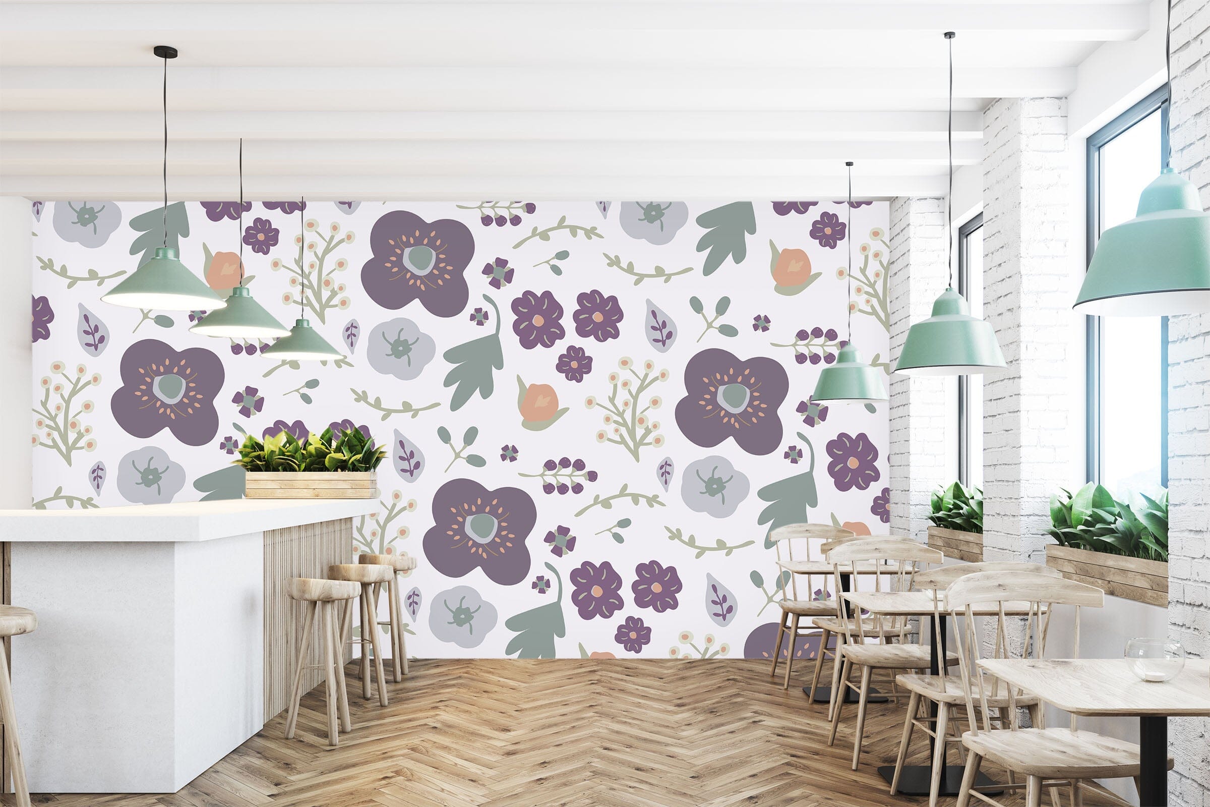 3D Colored Flowers 1402 Jillian Helvey Wall Mural Wall Murals Wallpaper AJ Wallpaper 2