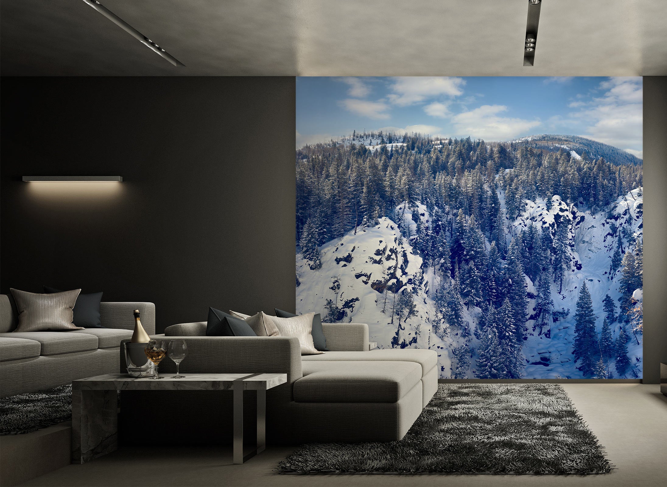 3D Snow Mountain Trees 5225 Beth Sheridan Wall Mural Wall Murals