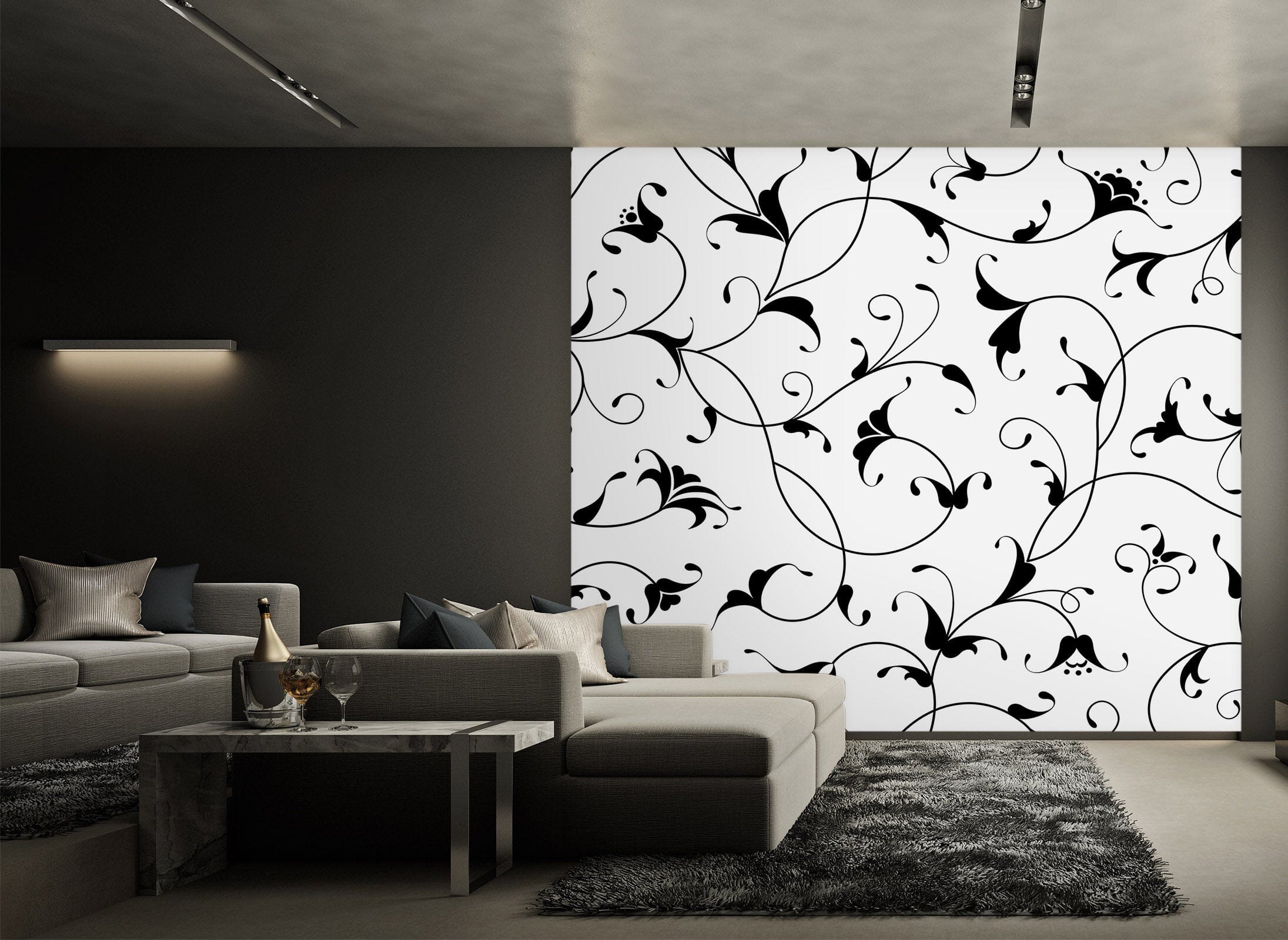 3D Black Flower Pattern 1113 Wall Murals Wallpaper AJ Wallpaper 2