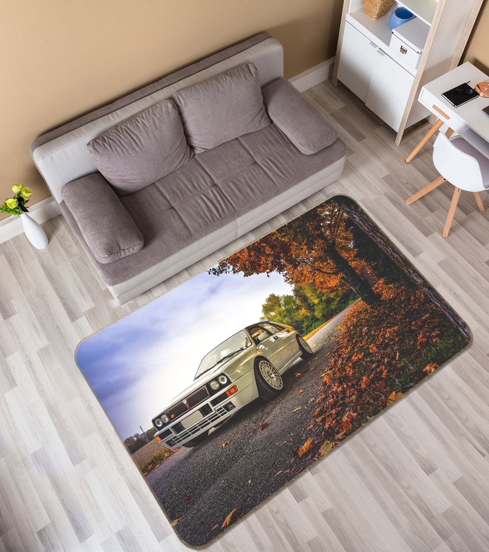 3D Tree White Car 68051 Vehicle Non Slip Rug Mat