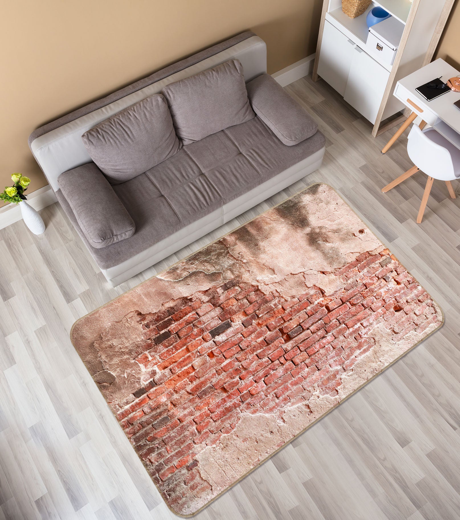 3D Red Brick Wall 31041 Non Slip Rug Mat