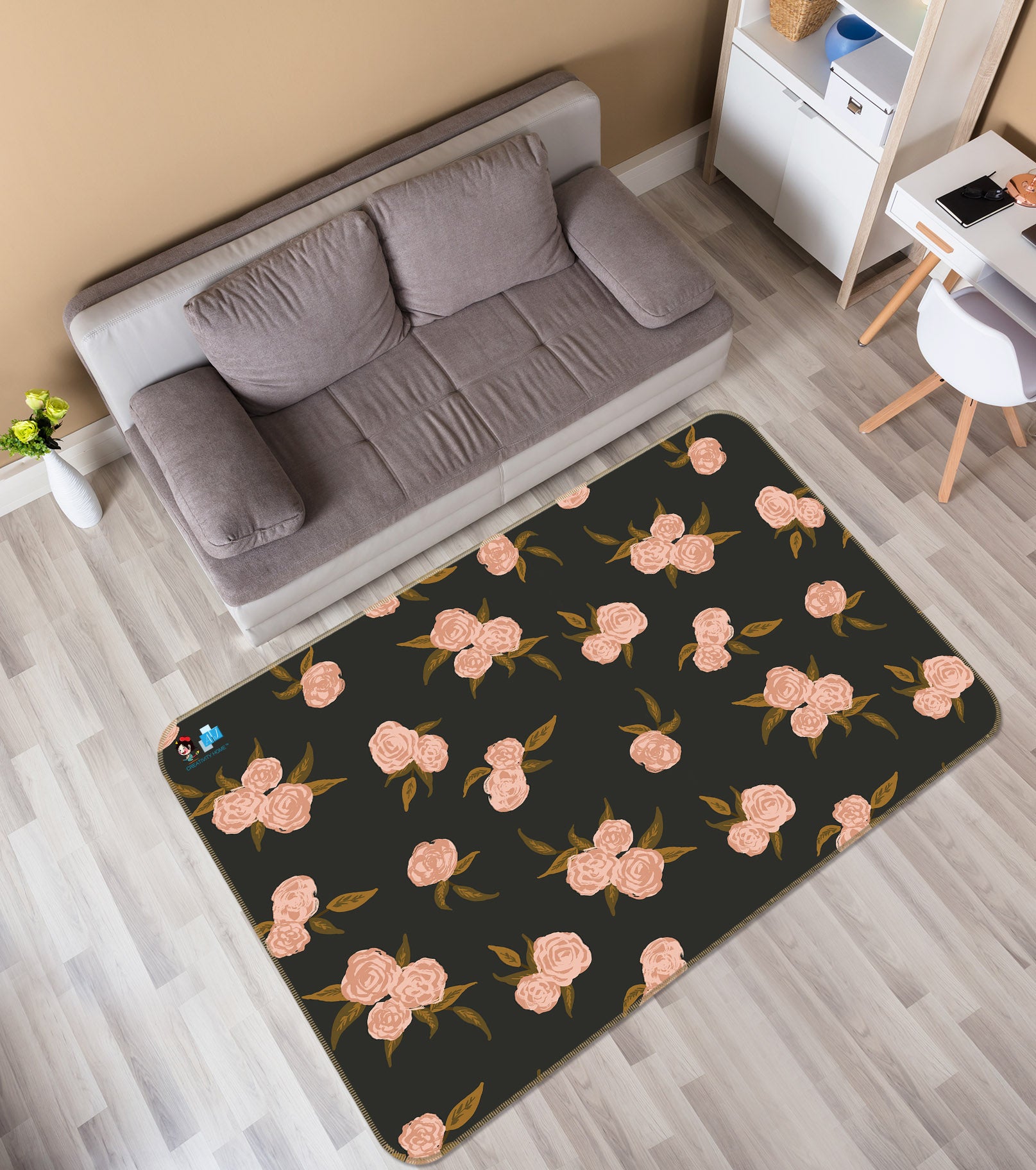 3D Pink Bouquet 10792 Kashmira Jayaprakash Rug Non Slip Rug Mat