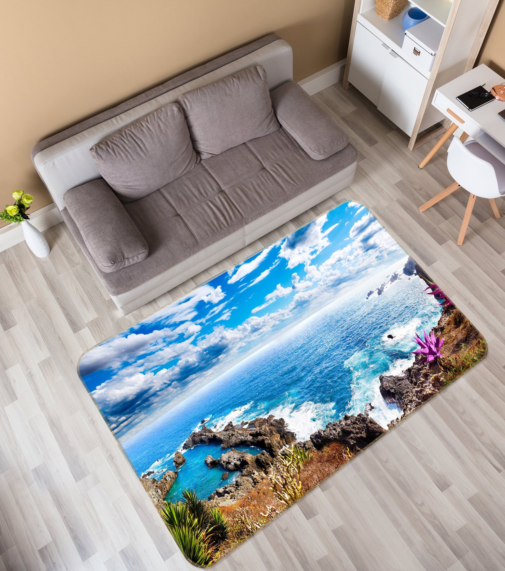 3D Seaside Stones 77010 Non Slip Rug Mat