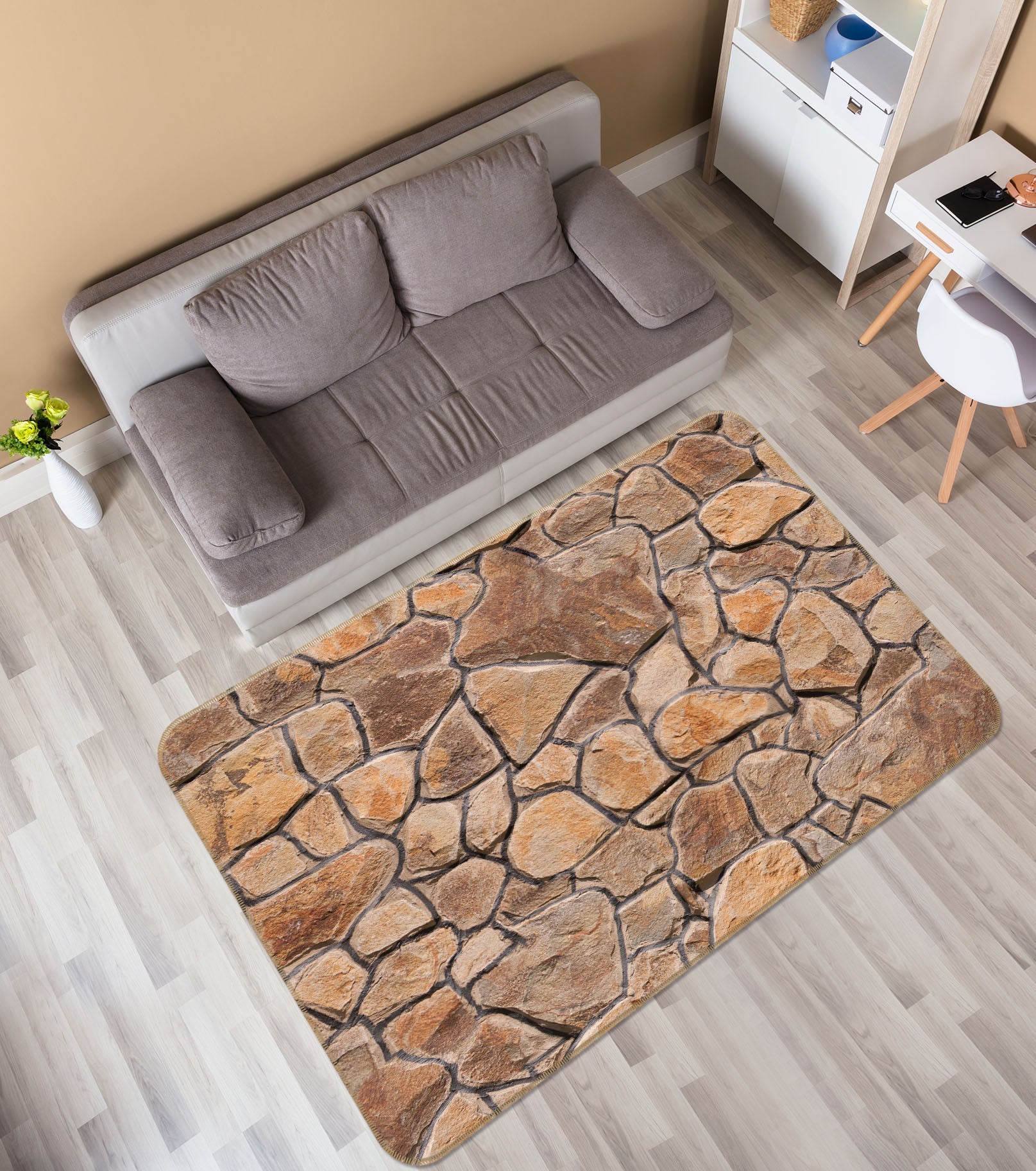 3D Stone Wall 36059 Non Slip Rug Mat