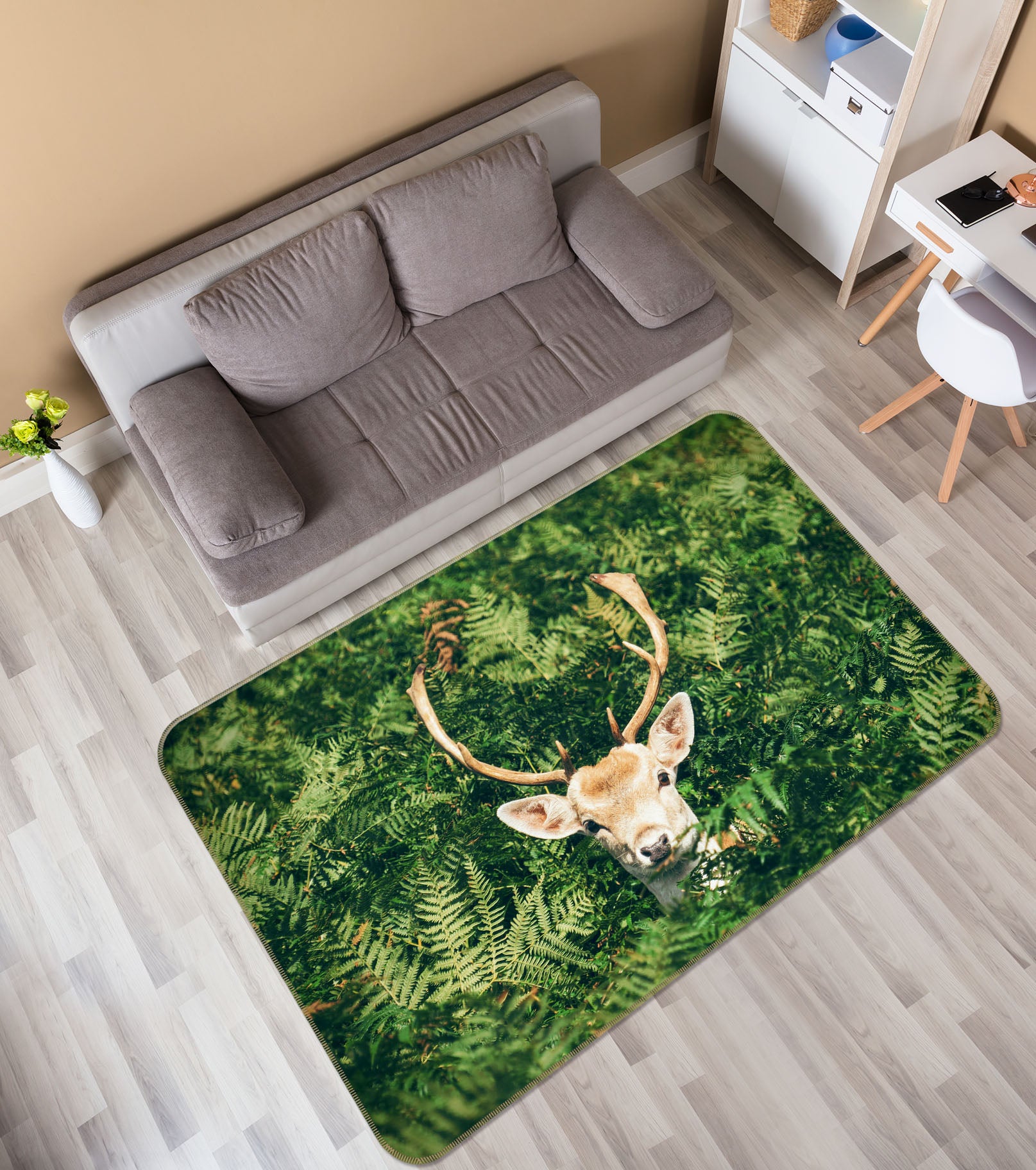 3D Jungle Deer 35174 Non Slip Rug Mat