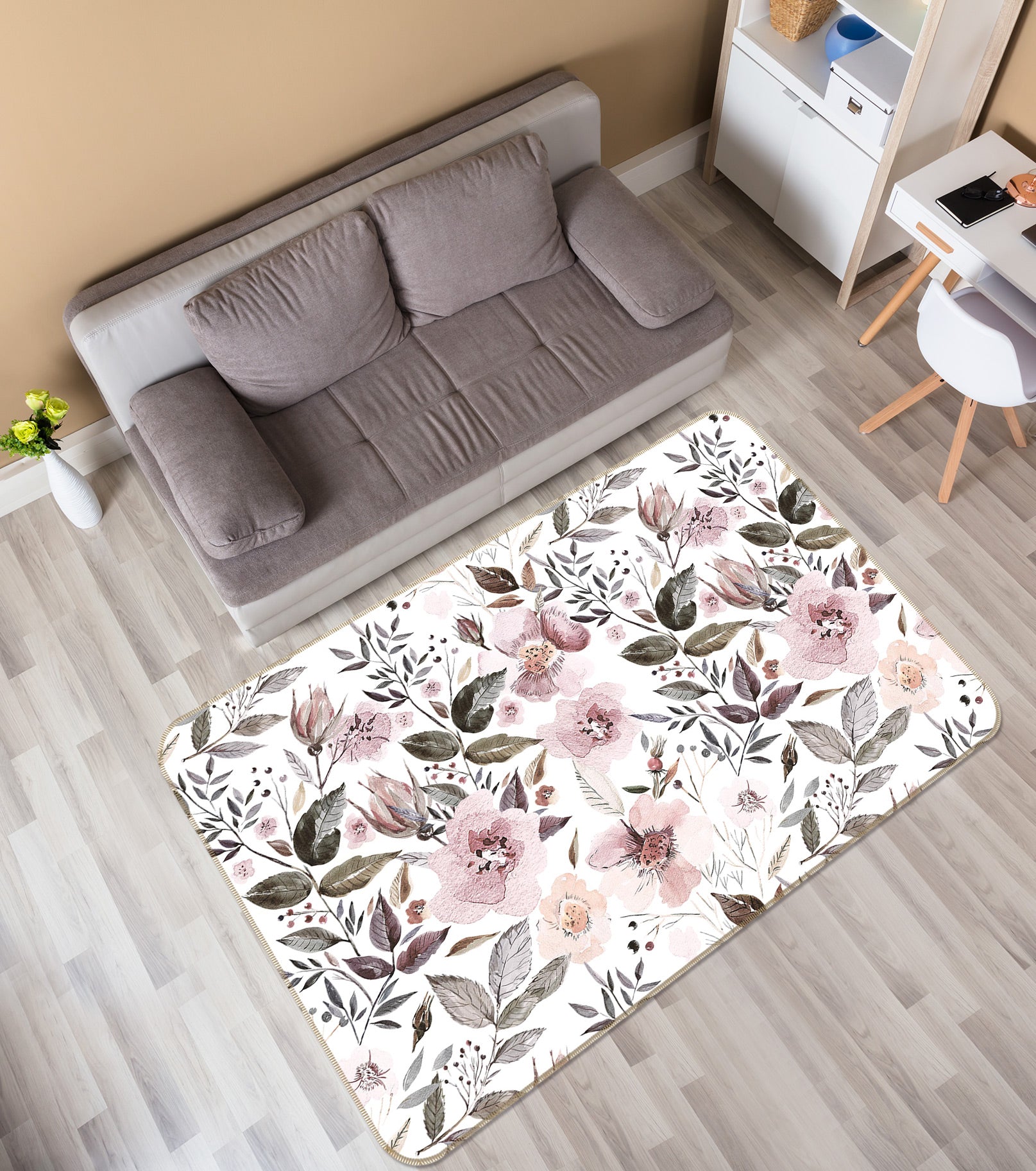 3D Flower Leaf 082 Uta Naumann Rug Non Slip Rug Mat