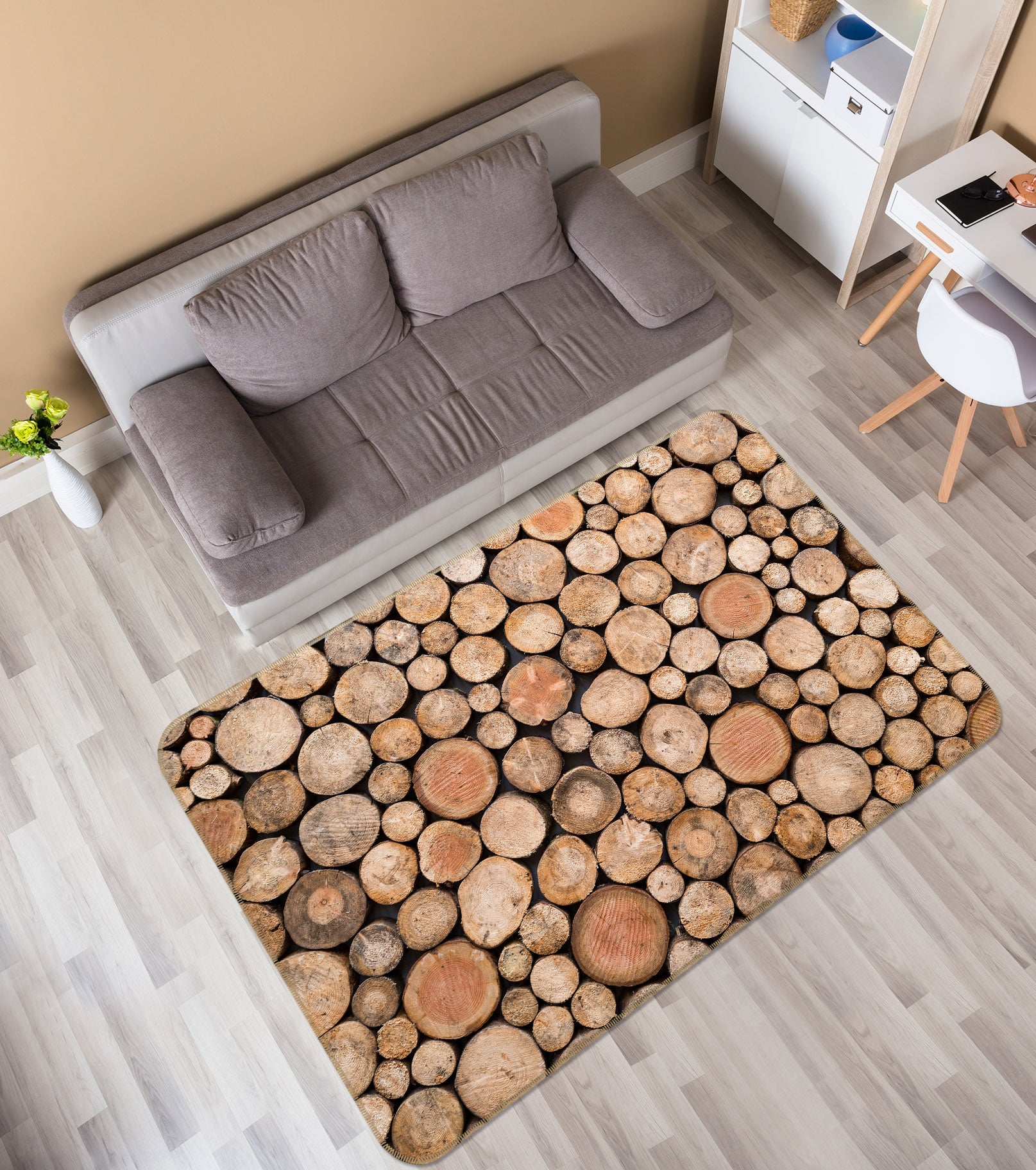 3D Wooden Stake 36208 Non Slip Rug Mat