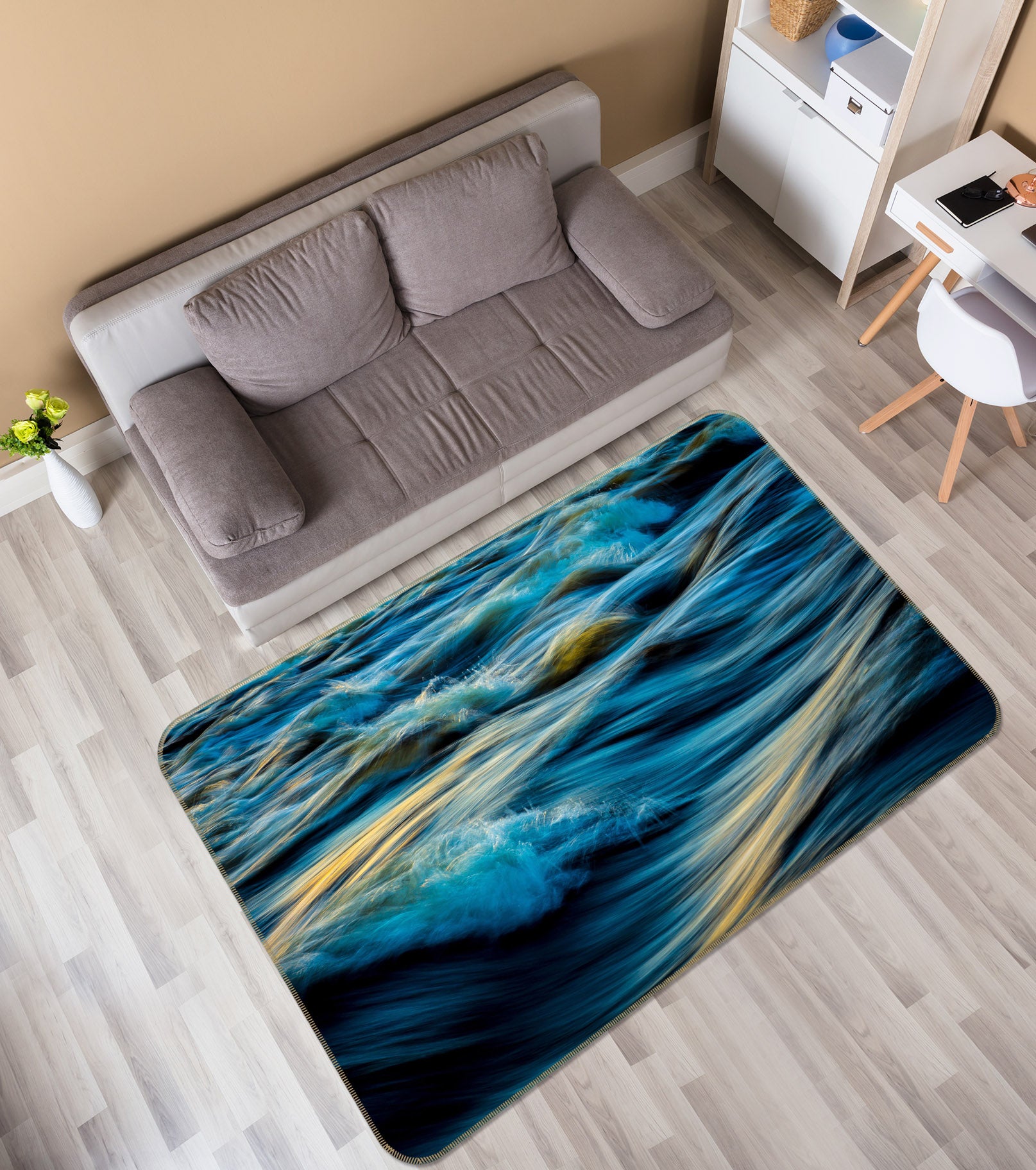 3D Sea Waves 65105 Non Slip Rug Mat