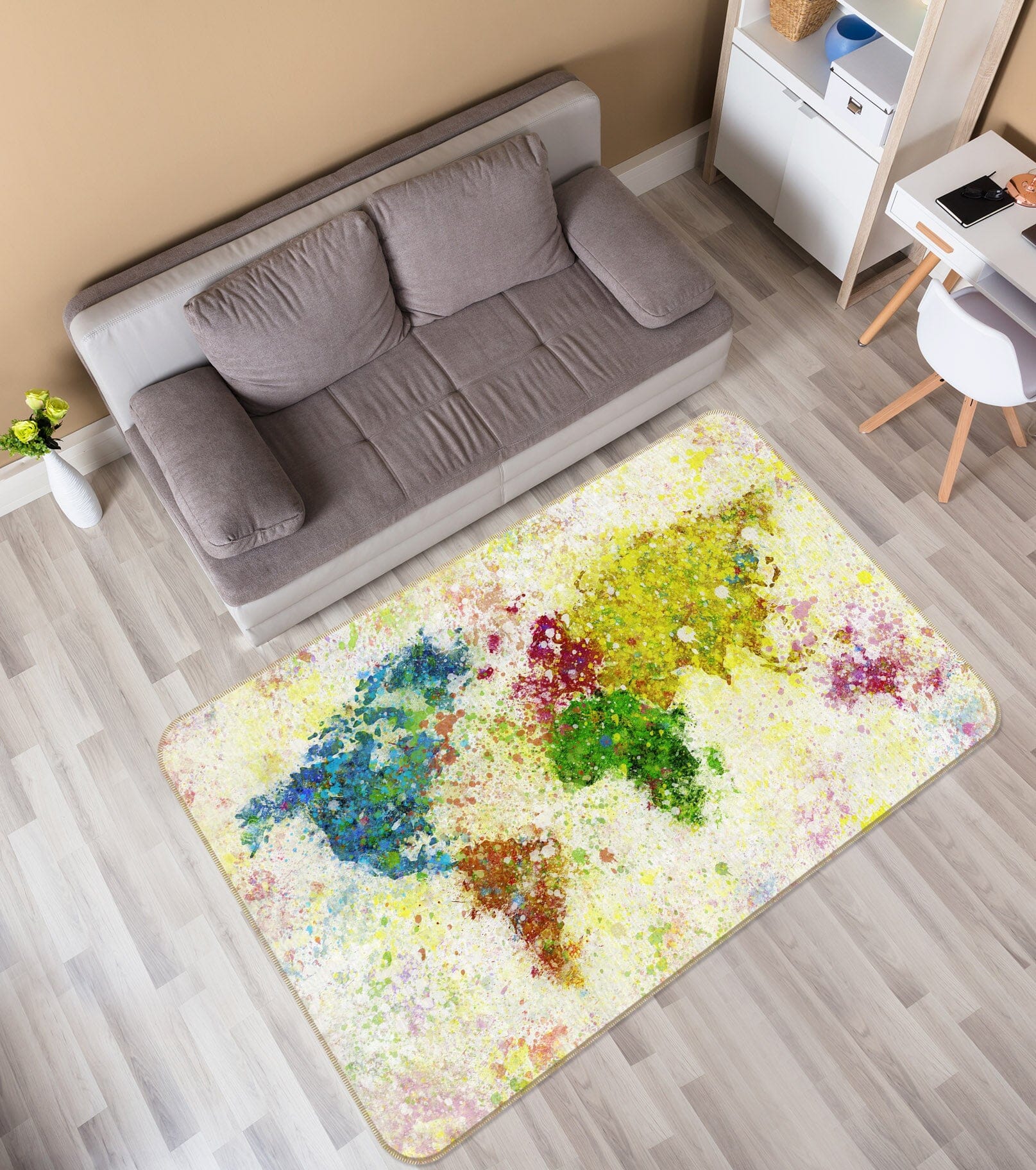 3D Color Graffiti 224 World Map Non Slip Rug Mat Mat AJ Creativity Home