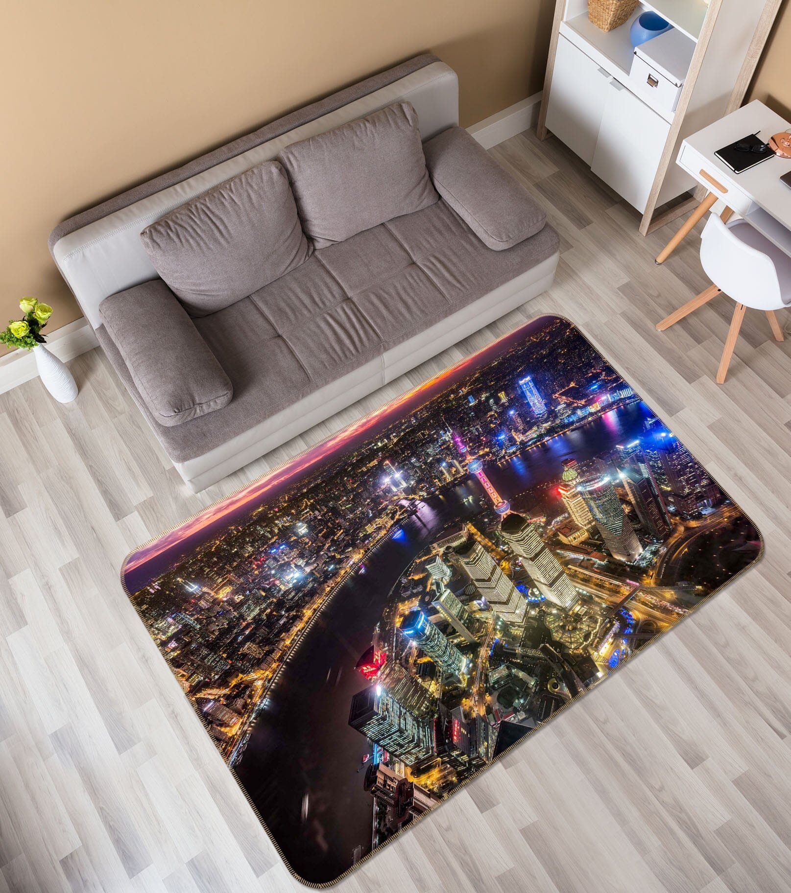 3D City Lights 1111 Marco Carmassi Rug Non Slip Rug Mat Mat AJ Creativity Home