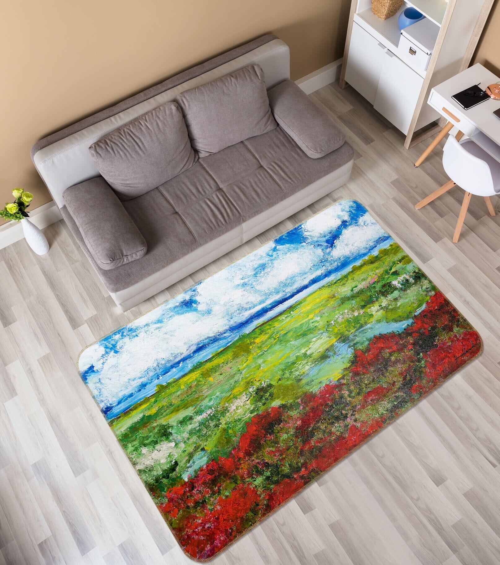3D Flowers Lake 1101 Allan P. Friedlander Rug Non Slip Rug Mat Mat AJ Creativity Home
