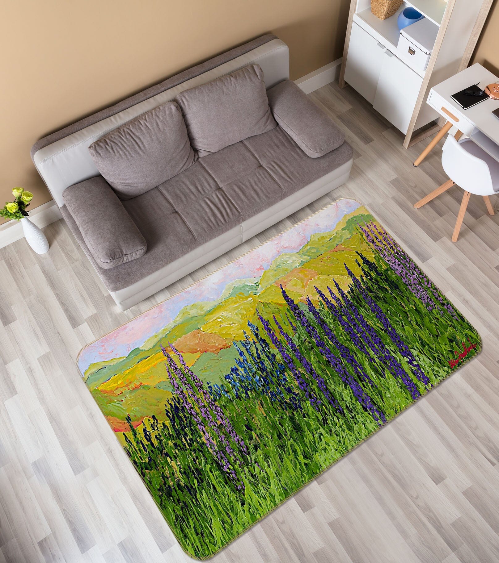 3D Purple Flowers 1023 Allan P. Friedlander Rug Non Slip Rug Mat Mat AJ Creativity Home