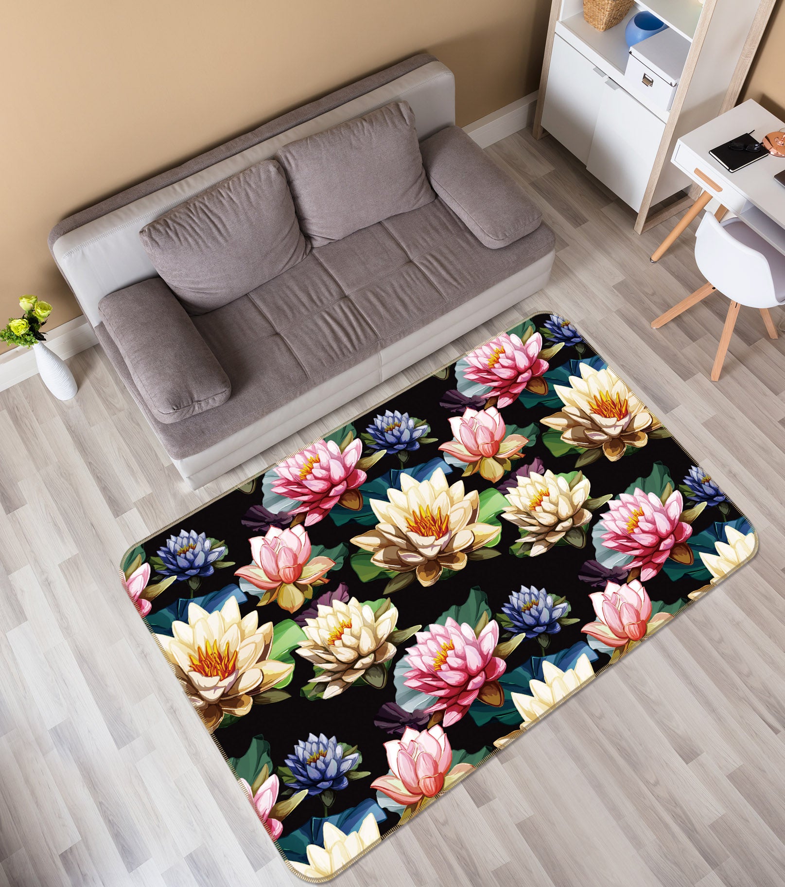3D Many Lotus 25218 Non Slip Rug Mat
