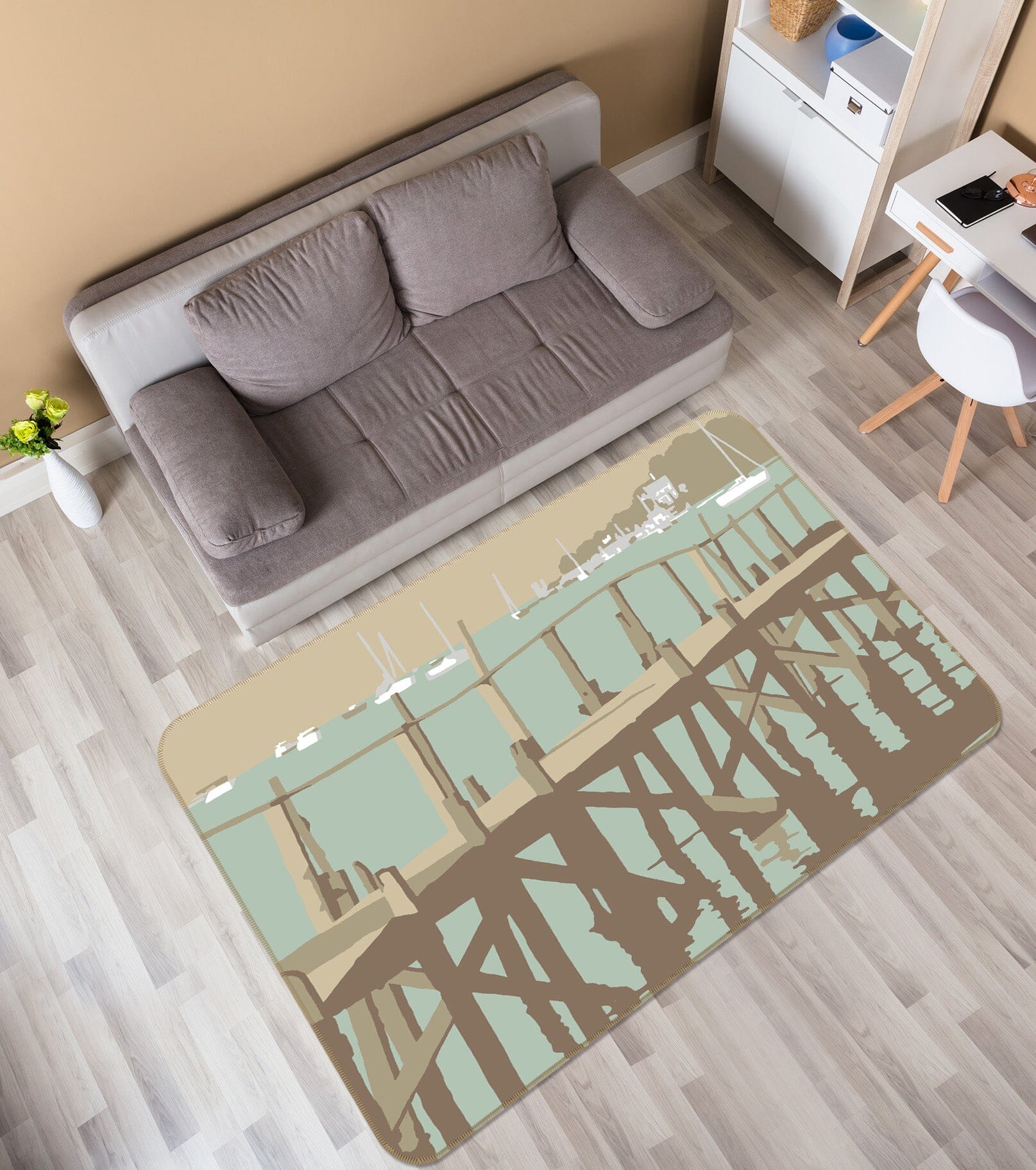 3D Sanbanks Evening Hill Pier 1167 Steve Read Rug Non Slip Rug Mat Mat AJ Creativity Home