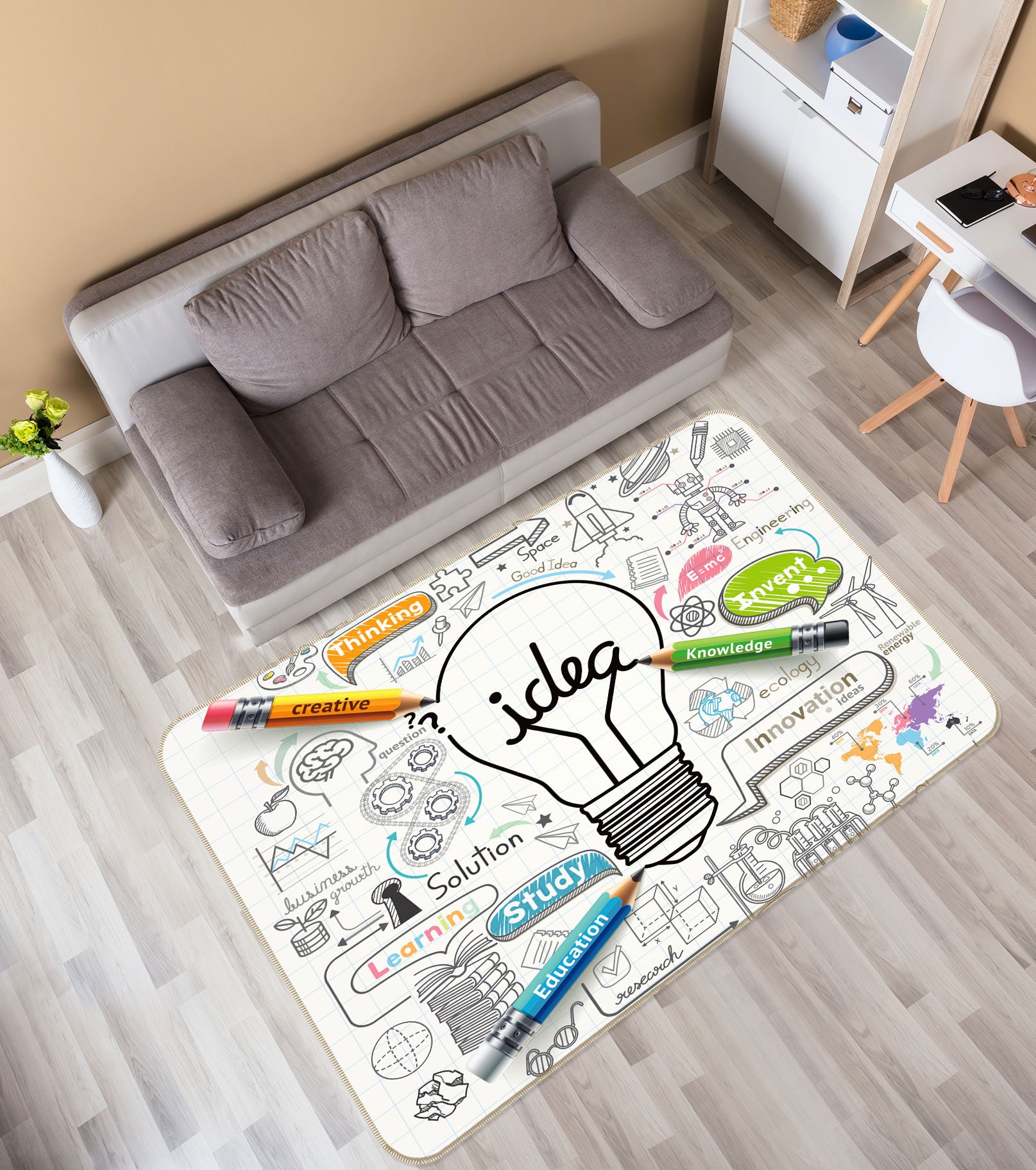 3D Light Bulb 77120 Non Slip Rug Mat