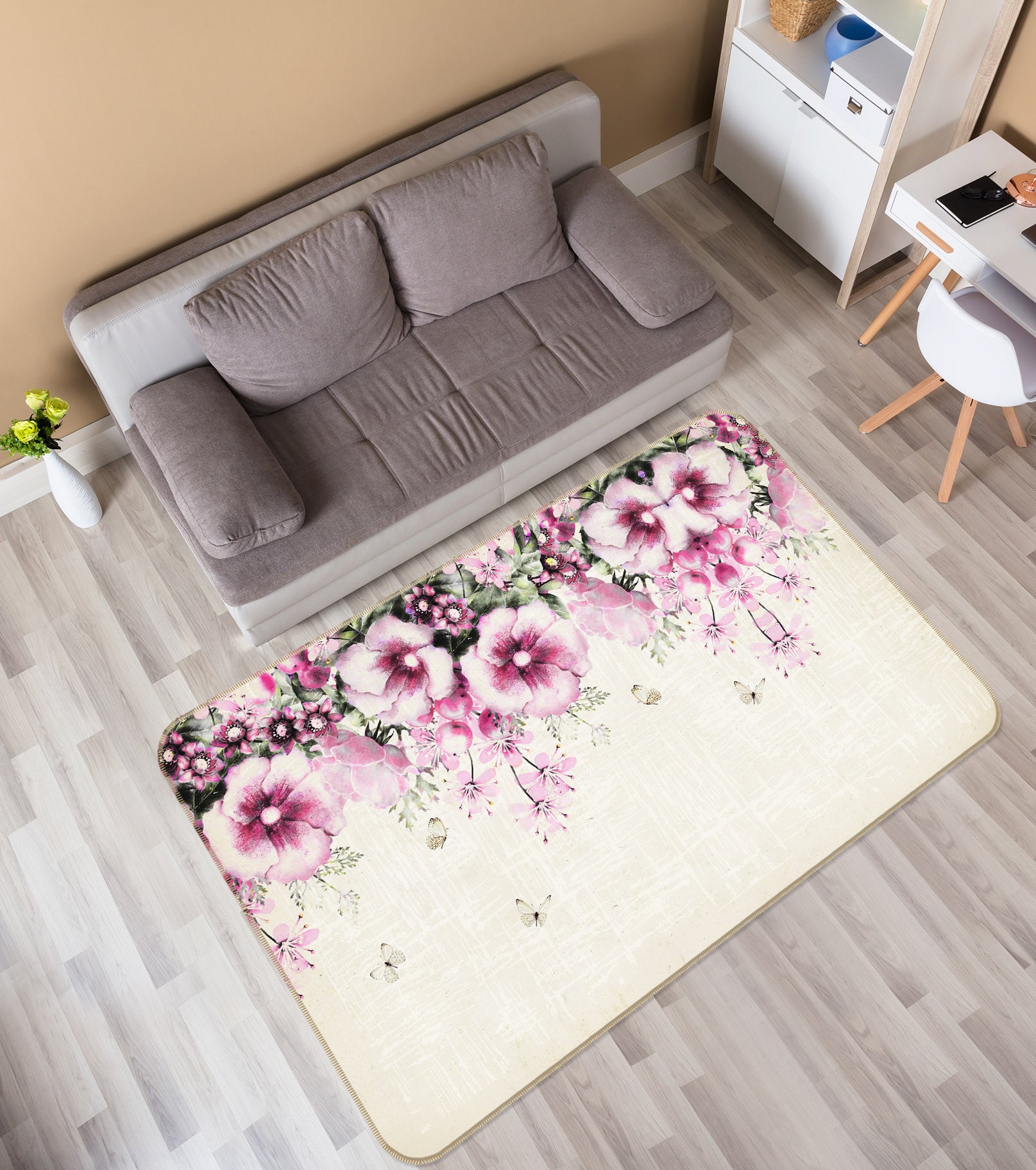 3D Flower Bush 29118 Non Slip Rug Mat