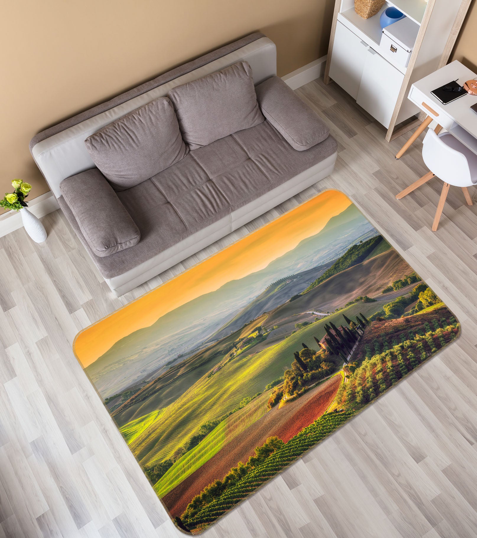 3D Mountain Field 34212 Non Slip Rug Mat