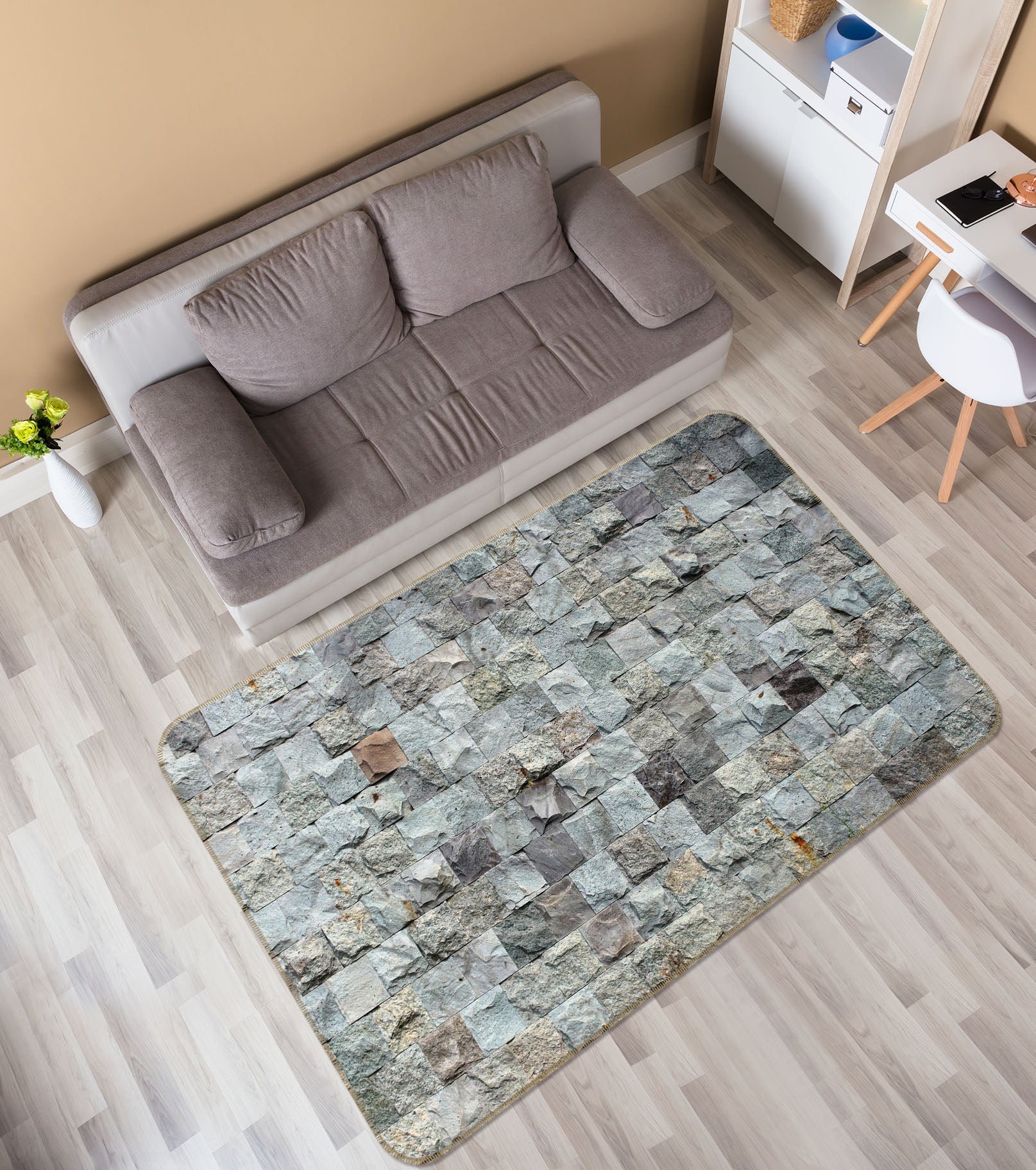 3D Stone Brick 31054 Non Slip Rug Mat