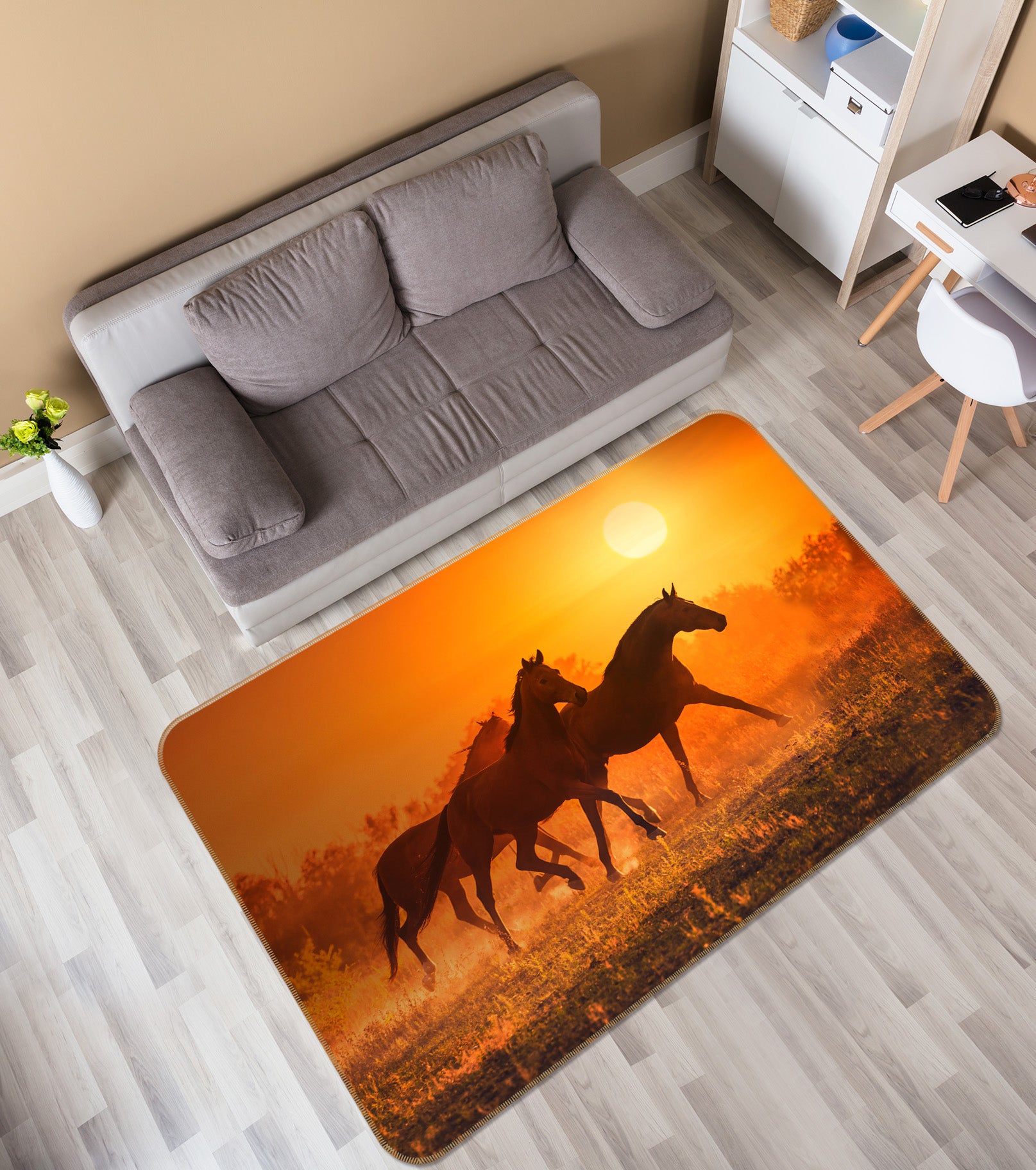 3D Group Horses 65097 Non Slip Rug Mat