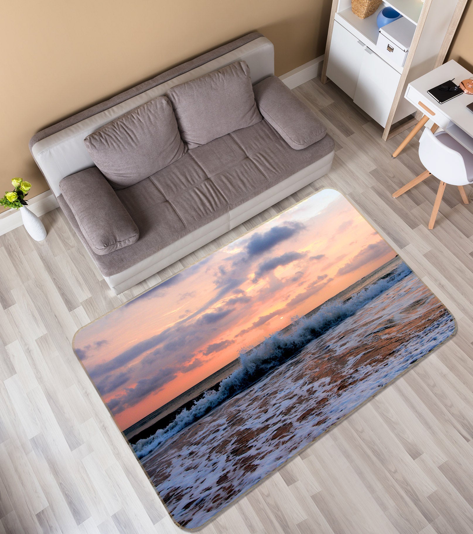 3D Waves Sky 36007 Non Slip Rug Mat
