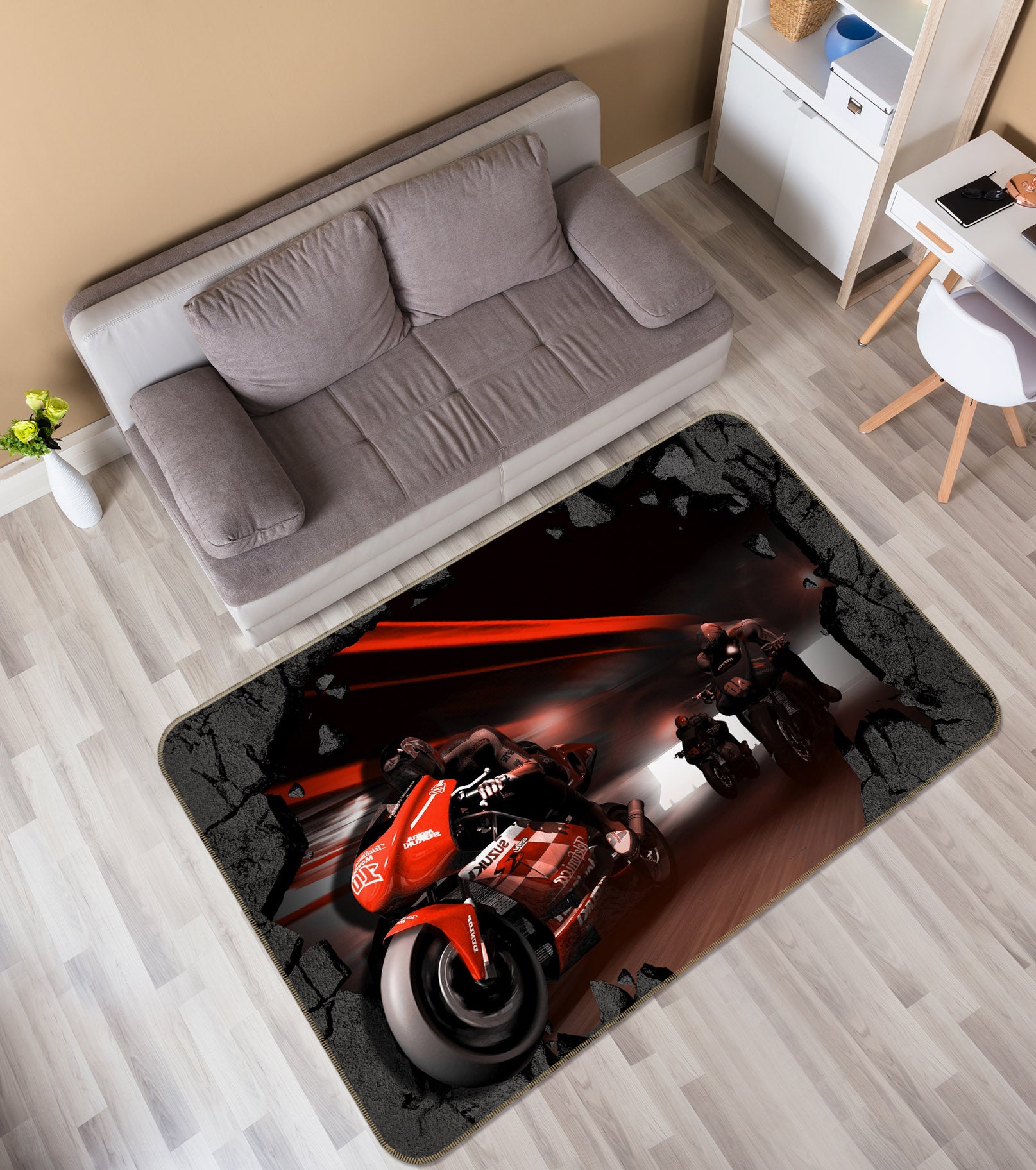 3D Motorcycle 35160 Non Slip Rug Mat