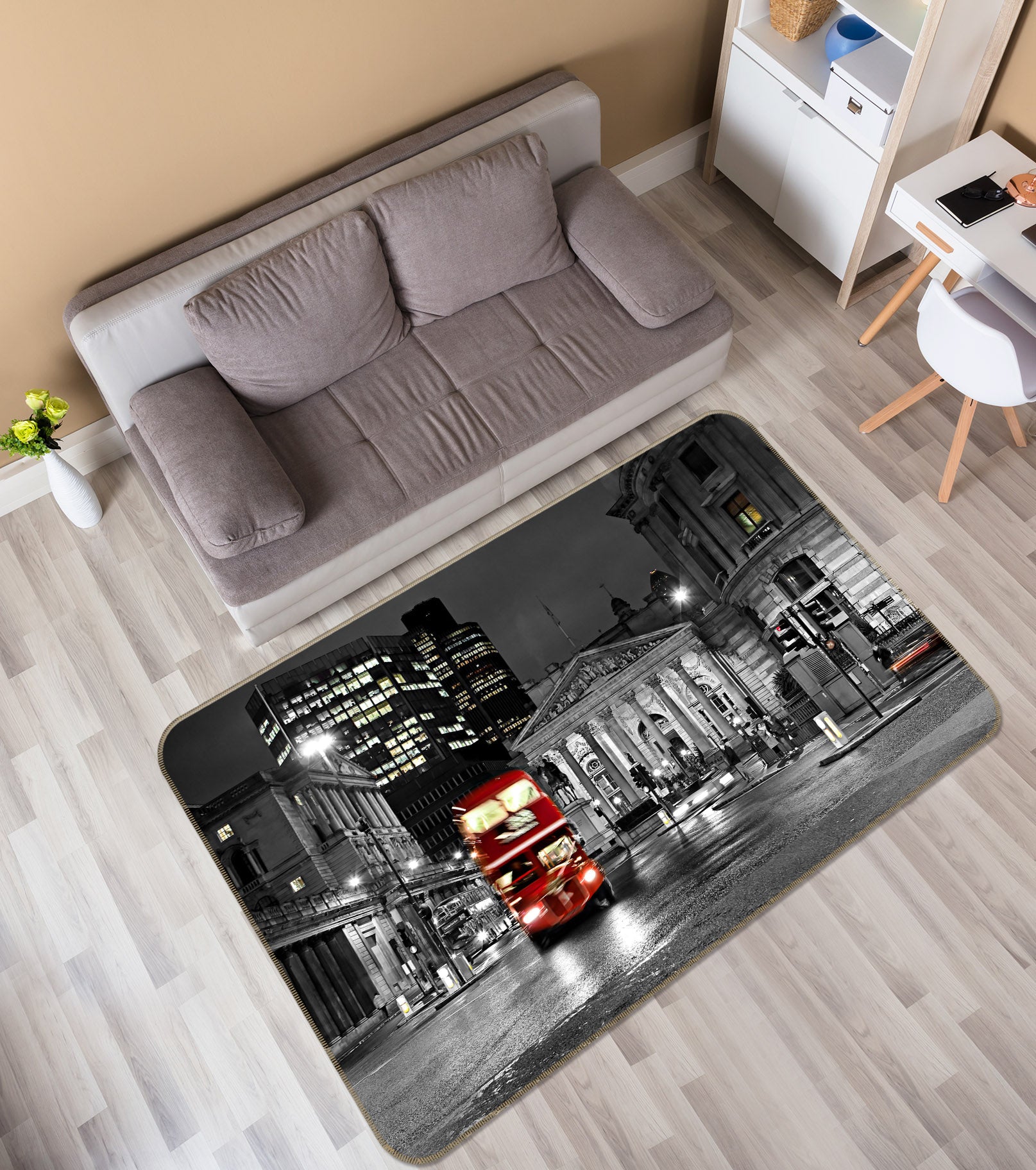3D City Building Bus 68116 Vehicle Non Slip Rug Mat