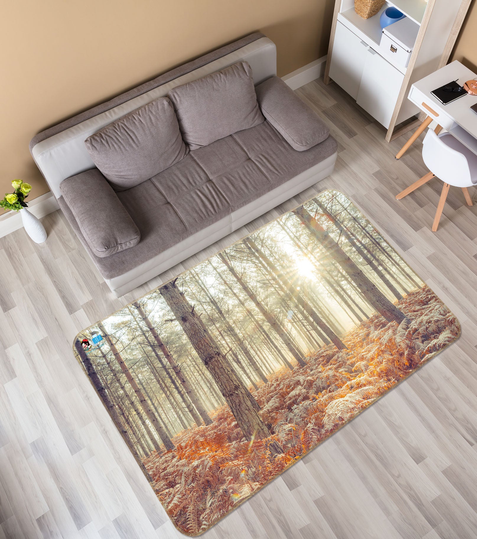 3D Sunshine Leaves 6751 Assaf Frank Rug Non Slip Rug Mat