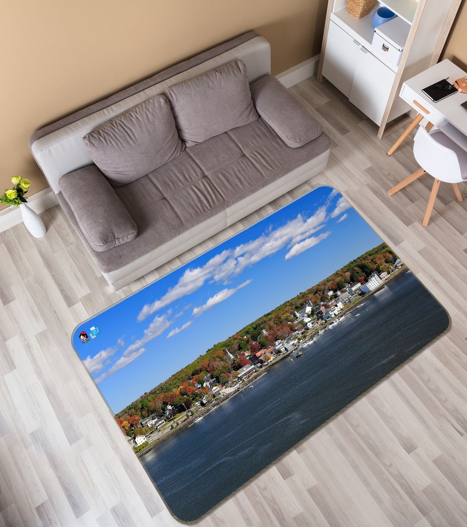 3D Seaside House 62037 Kathy Barefield Rug Non Slip Rug Mat