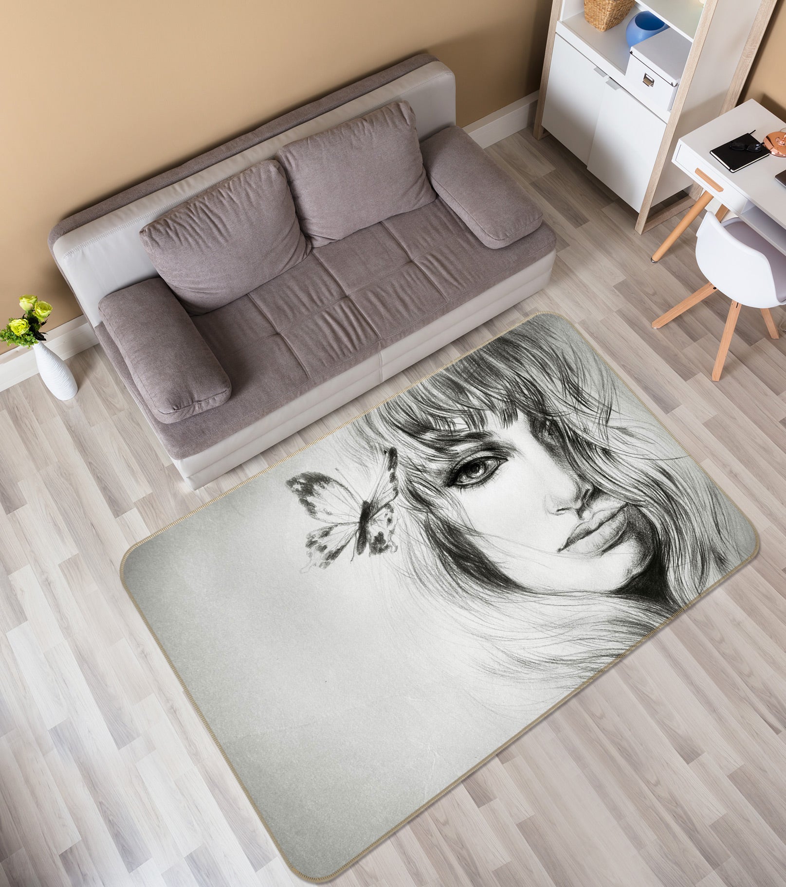 3D Butterfly Model 1006 Non Slip Rug Mat