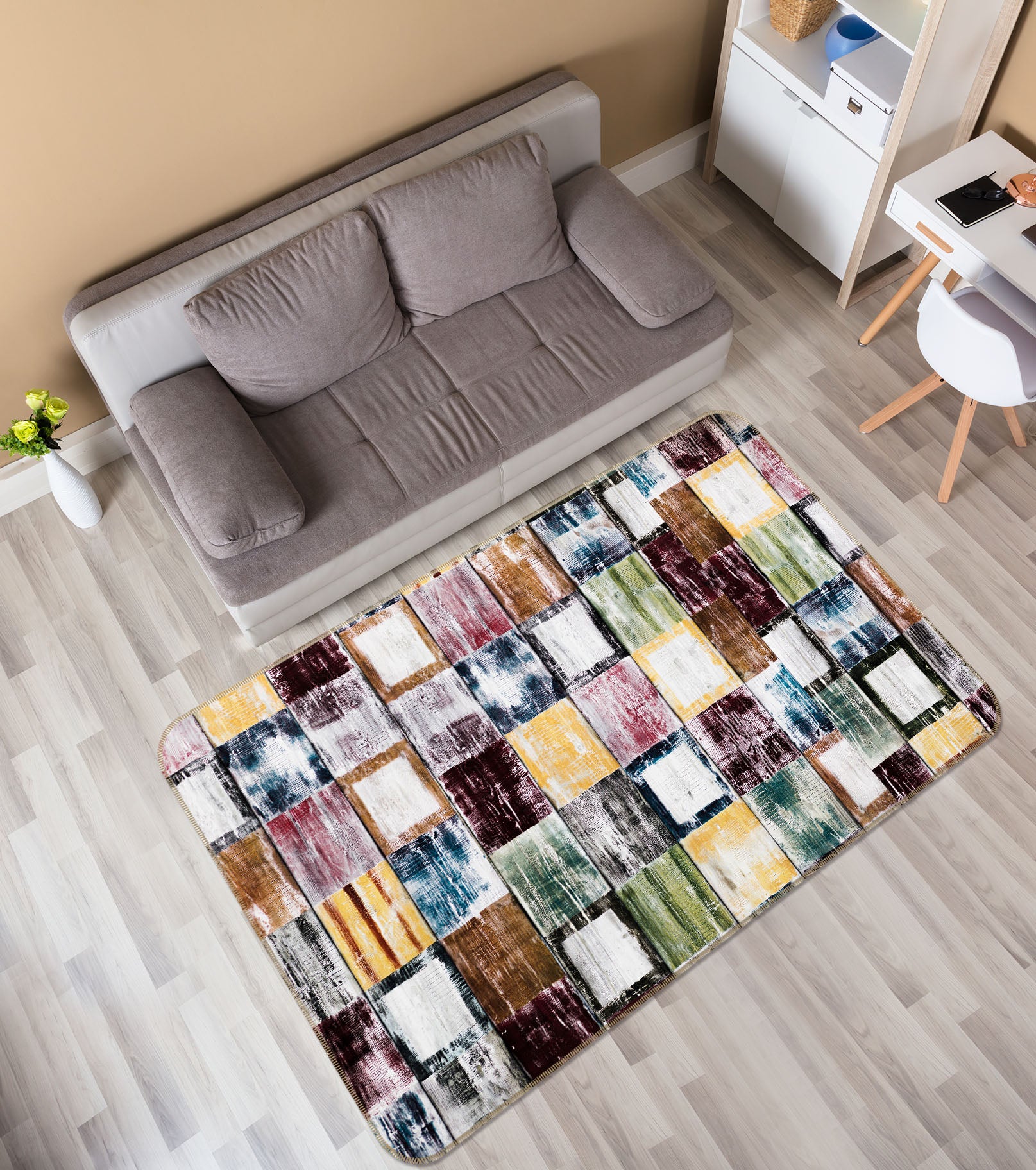 3D Square Pattern 29202 Non Slip Rug Mat