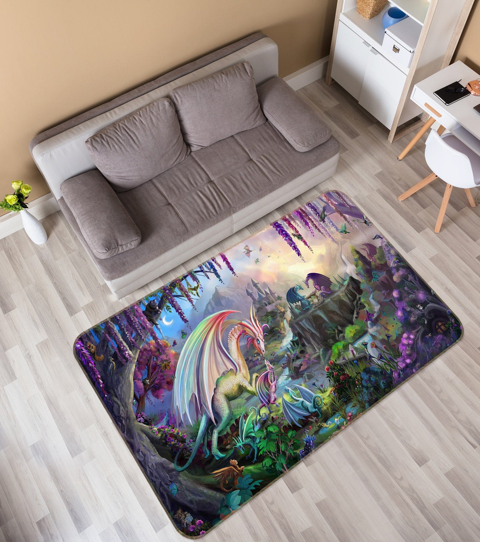3D Animal Valley 3007 Rose Catherine Khan Rug Non Slip Rug Mat Mat AJ Creativity Home
