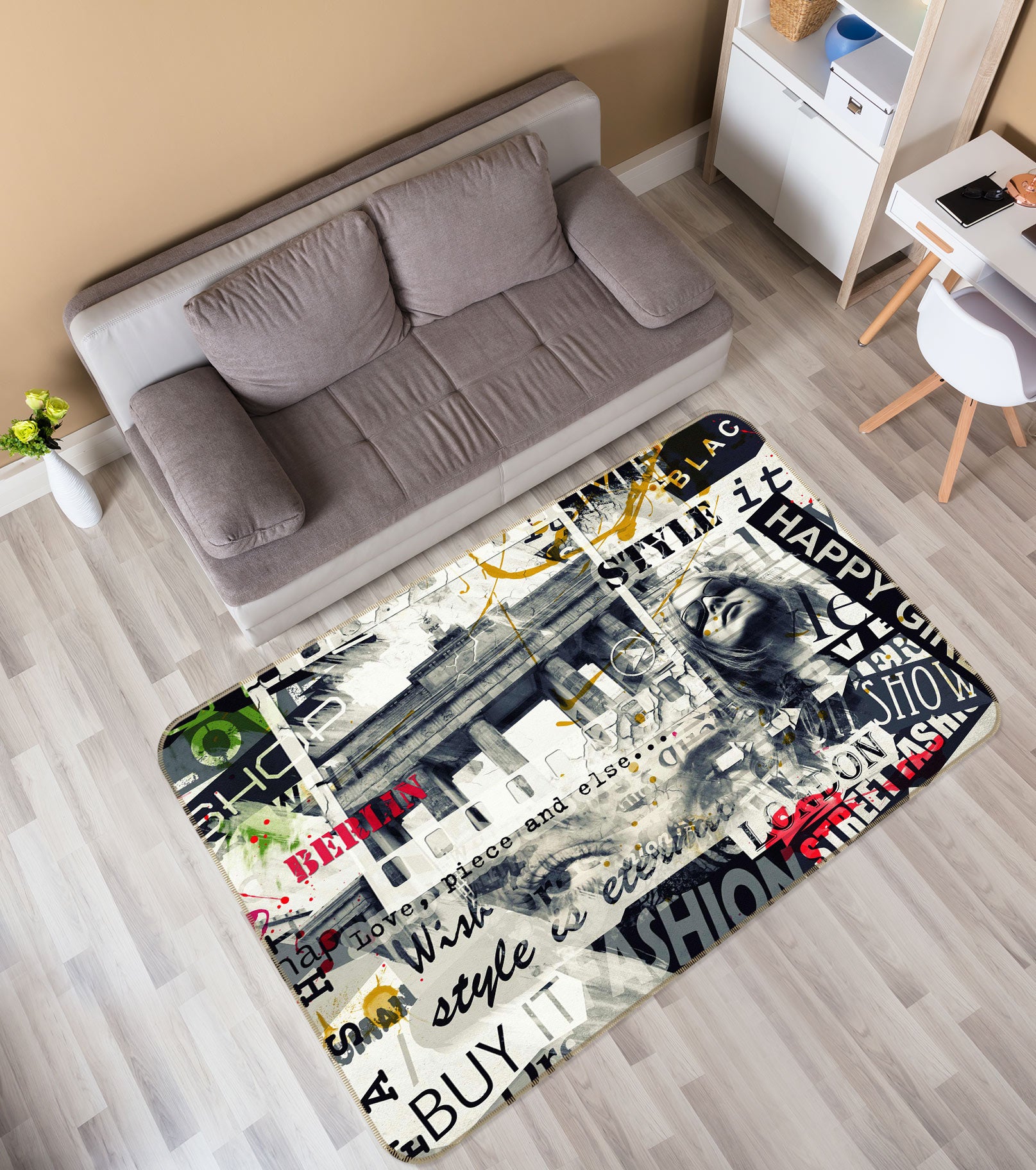 3D Magazine Building 77185 Non Slip Rug Mat