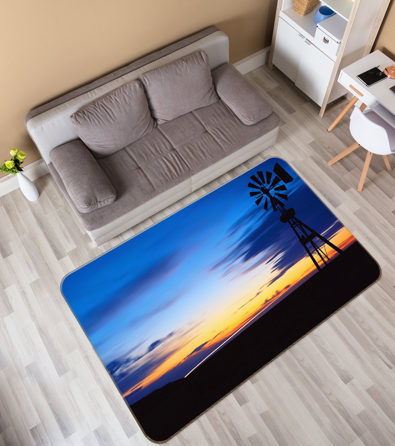 3D Sunset Glow 75259 Non Slip Rug Mat