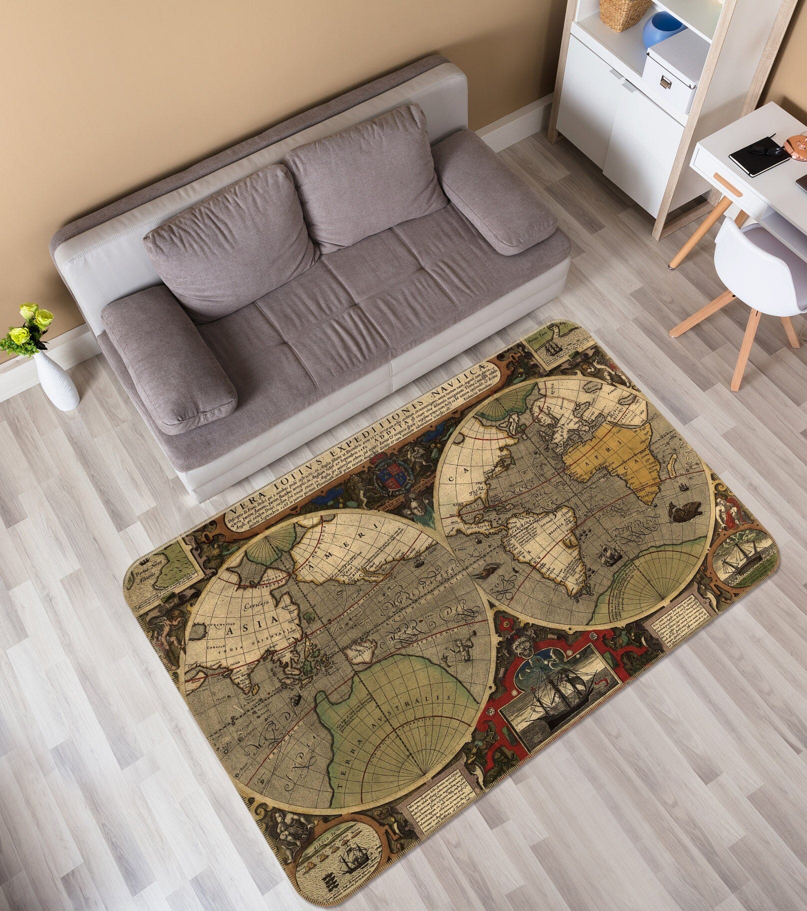 3D Ocean Base 212 World Map Non Slip Rug Mat Mat AJ Creativity Home